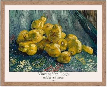 Poster Master Vintage Van Gogh Poster - Retro Still Life with Quinces Print - Fruit Painting - Fine Art - Classic Painting Masterpiece - Kitchen or Dining Room Decor - 11x14 Beige Framed