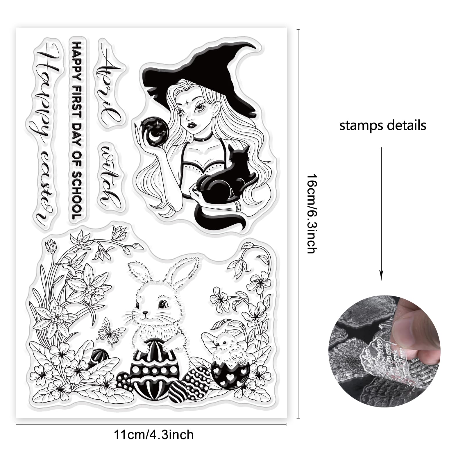 CHGCRAFT Ostern Stempel Transparent – Mit Hasen, Eiern & Schriftzug, Aus Silikon, Für Karten & Scrapbooking
