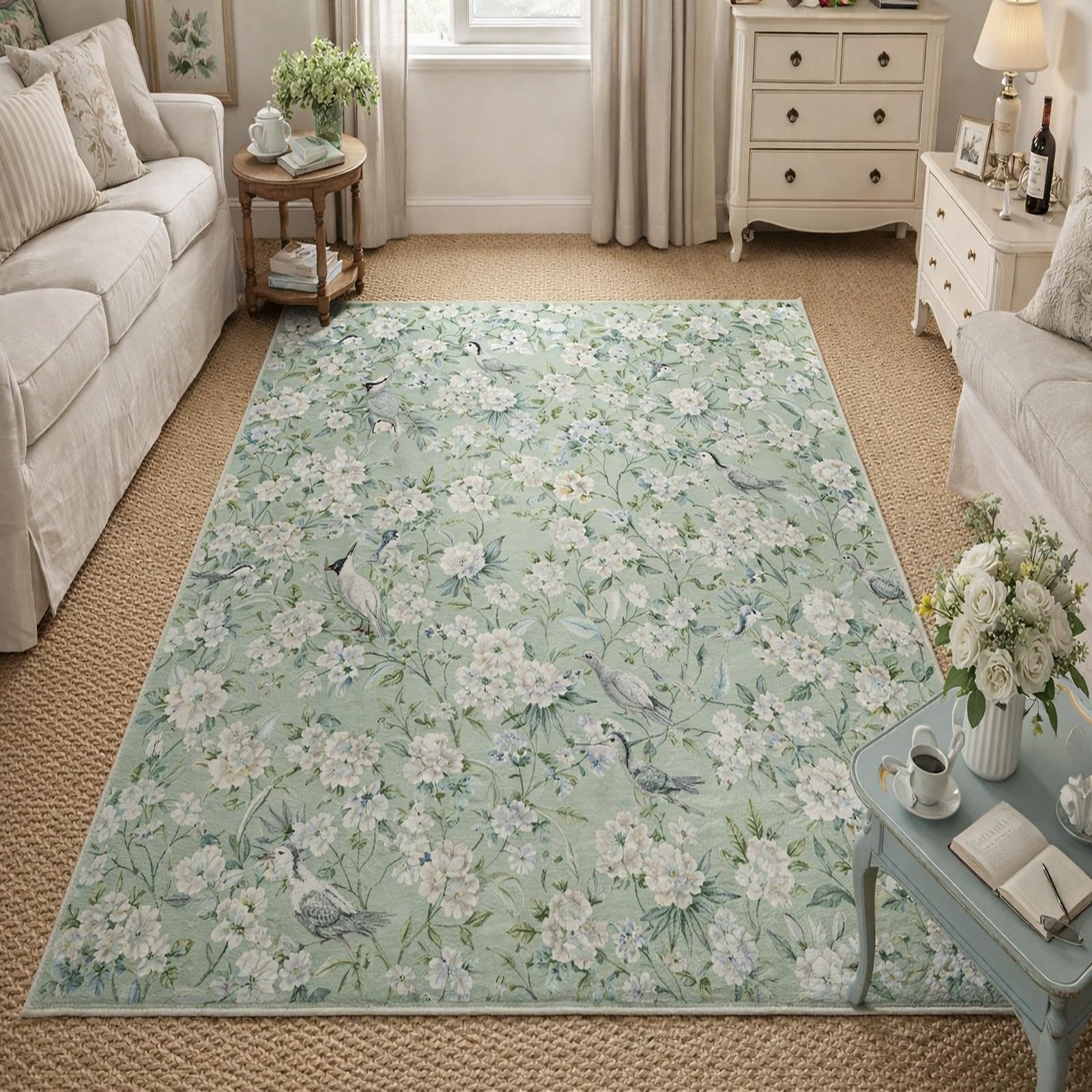 Alfombra grande Rururug de 200x250 cm de pelo corto lavable y antideslizante para el comedor