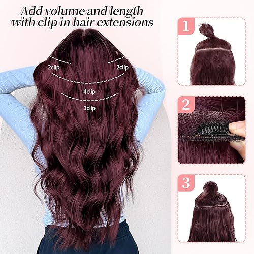 Miniatura 74 de KooKaStyle Extensiones de cabello rubio playa con clip, extensiones de cabello sintético largo ondulado y grueso, 4 piezas de 20 pulgadas para mujer