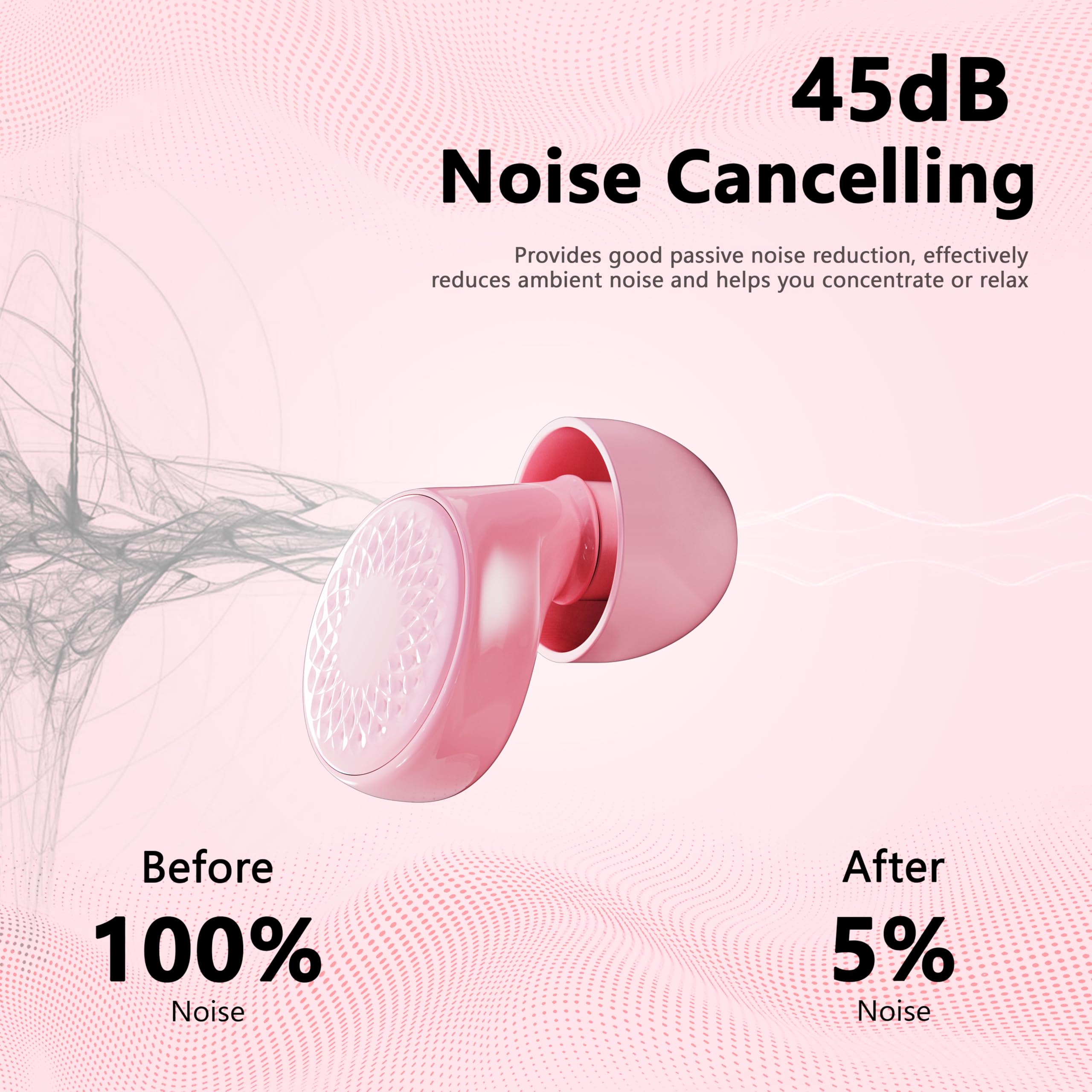 Tapones para los oídos para dormir con cancelación de ruido, 45 dB para reducción de ruido, tapones para los oídos para dormir, conciertos, disparos, protección auditiva de silicona con 8 almohadillas