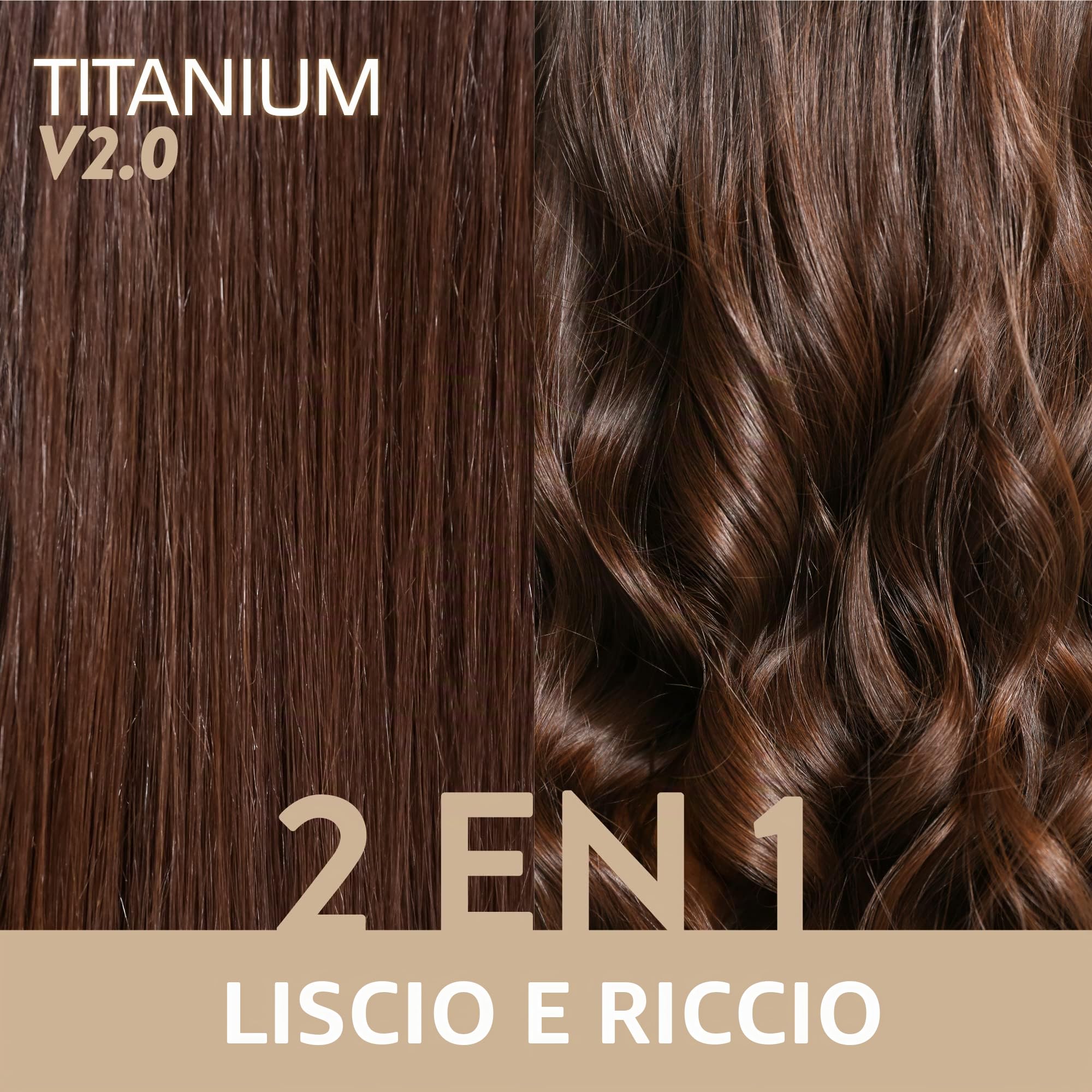 Demeliss - Piastra a vapore Titanium V2.0 - Piastre galleggianti sottili, leggere ed ergonomiche - Vapore ultra potente - Ferro a vapore 2 in 1 lisciatore/arricciatore - Tutti i tipi di capelli