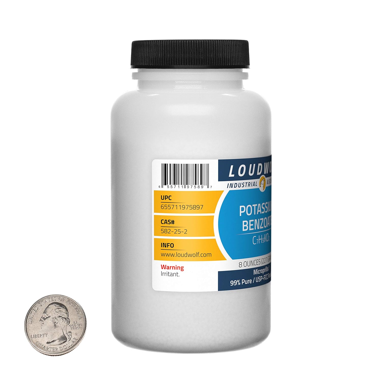 Potassium Benzoate / 1 Pound / 2 Bottles / 99% Pure USP-FCC Food Grade/Microprills