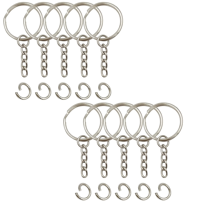 金属钥匙环链条与开口跳环50个装