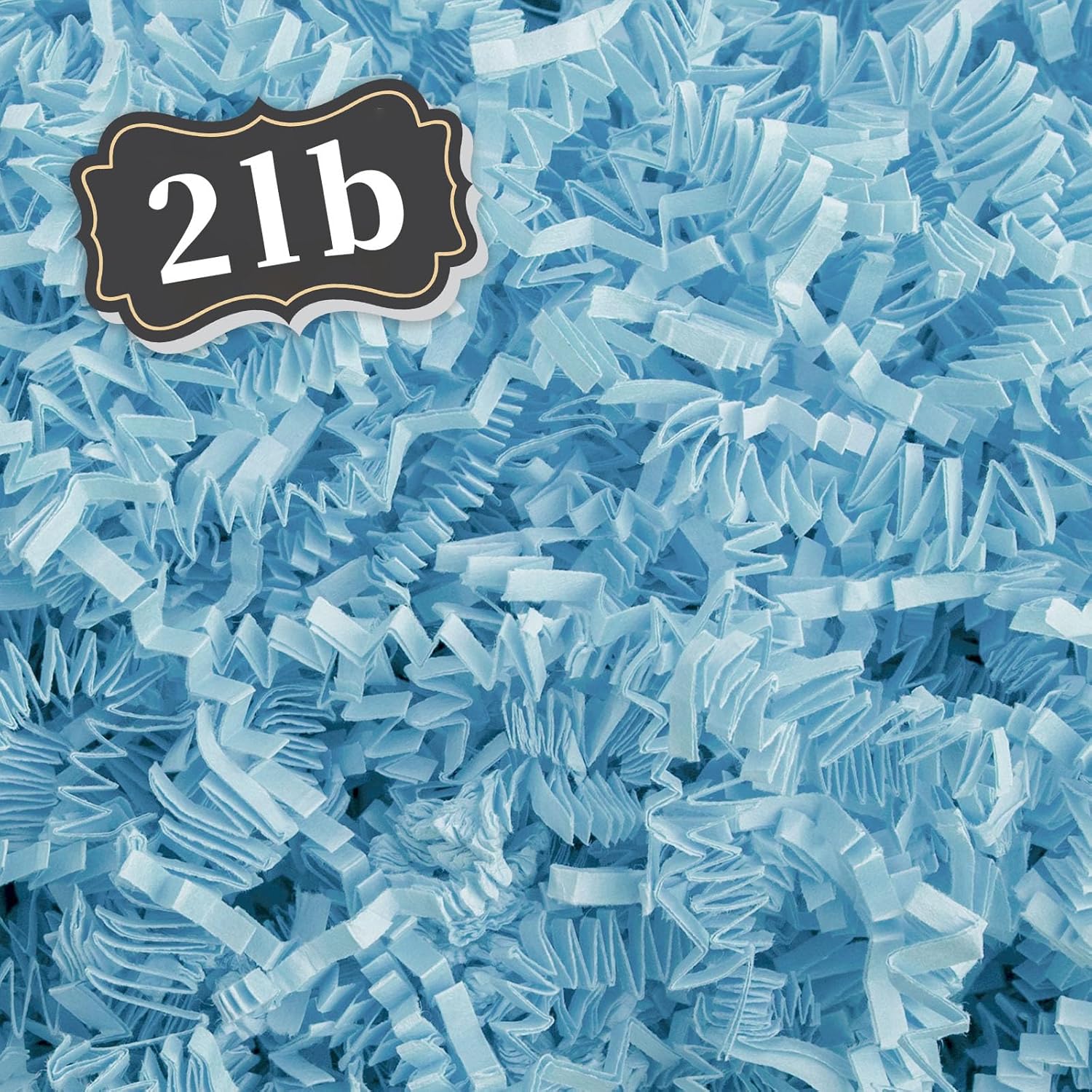 ZEBMOON 2 LB Light Blue Crinkle Cut Paper Shred Filler Great for Gift Wrapping, Basket Filling, Birthday, Wedding, Halloween, Thanksgiving, Christmas Day, New Year Party Decorations Filling Supplies