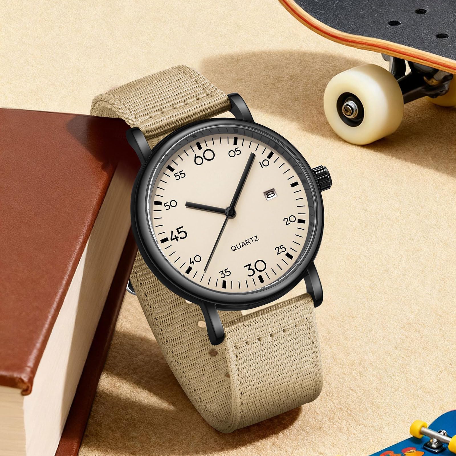 findtime Relojes de pulsera analógicos Reloj deportivo para niños y niñas, unisex, estudiantes, clásico, analógico, con números árabes, esfera analógica, reloj de cuarzo, fácil de leer, reloj diario