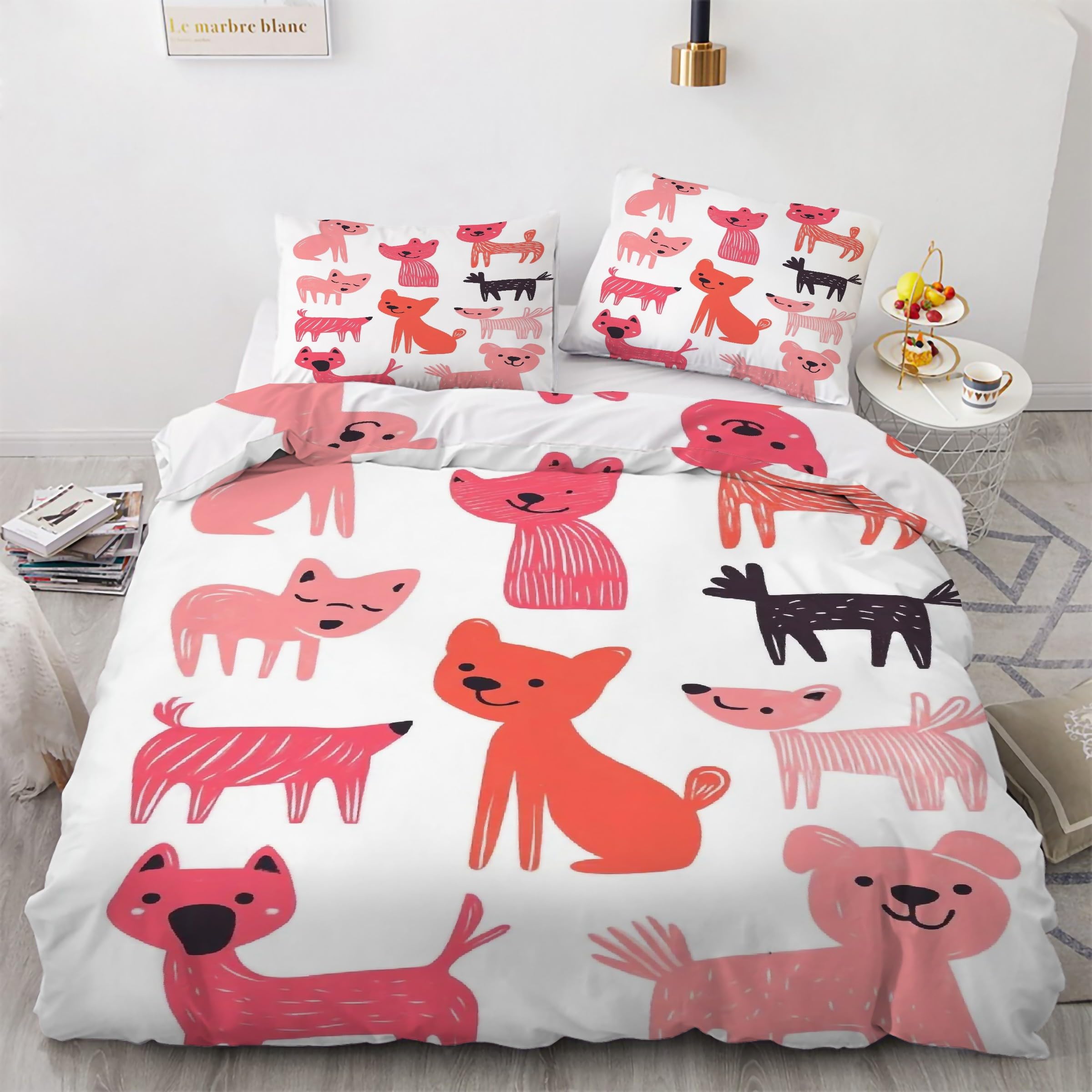Housse de couette 160x200 cm chiot en microfibre douce haute durabilité