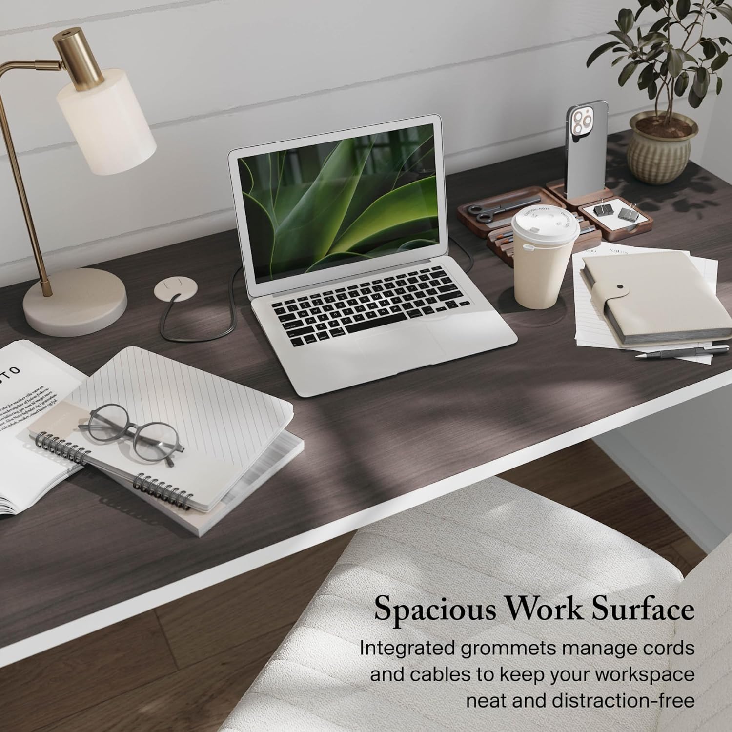 Bush Home 72-inch Home Office Desk with Drawers, Large Computer Table for Personal Workspace, Somerset Collection, White and Storm Gray