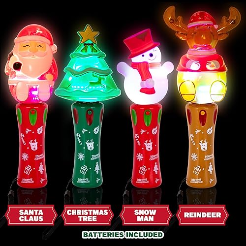 Miniatura 5 de ArtCreativity Varitas giratorias navideñas iluminadas  Juego de 4 varitas de Navidad giratorias para niños con LED multicolor  4 diseños festivos