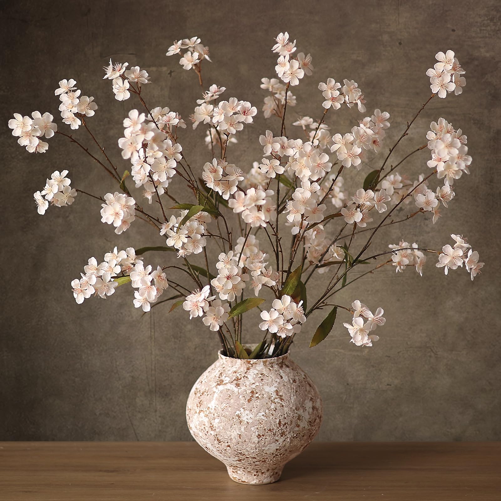 Photo 1 of 4 PCS 44" Lifelike Artificial Cherry Blossom Branches for Vase(Cream)