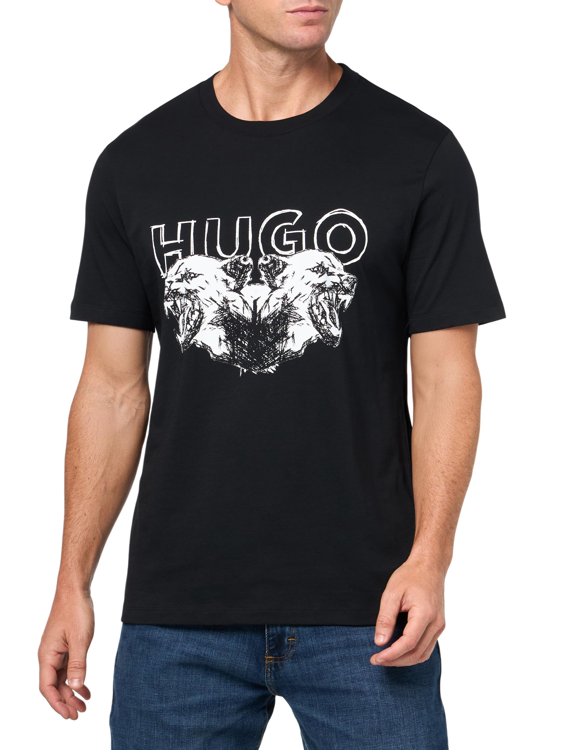 

                                                    HUGO, Big Logo Wolf Graphic T-Shirt, Black Carbon,