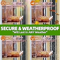 Vista 4 de Comedero para pájaros con ventana con ganchos autoadhesivos que no dejan marcas, transparente y transparente, regalo de observación de aves