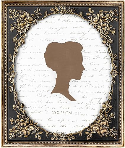 AELS Marco de fotos negro vintage de 5 x 7 pulgadas, elegantes marcos de fotos antiguos con parte frontal de cristal, pantalla de fotos, colgar en