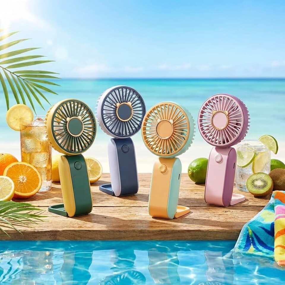 Mini Ventilador Portátil Recarregável USB, Ventilador de Mão e Mesa com Super Velocidade, Bateria 500mAh, Silencioso, para Casa, Escritório, Viagem e Academia