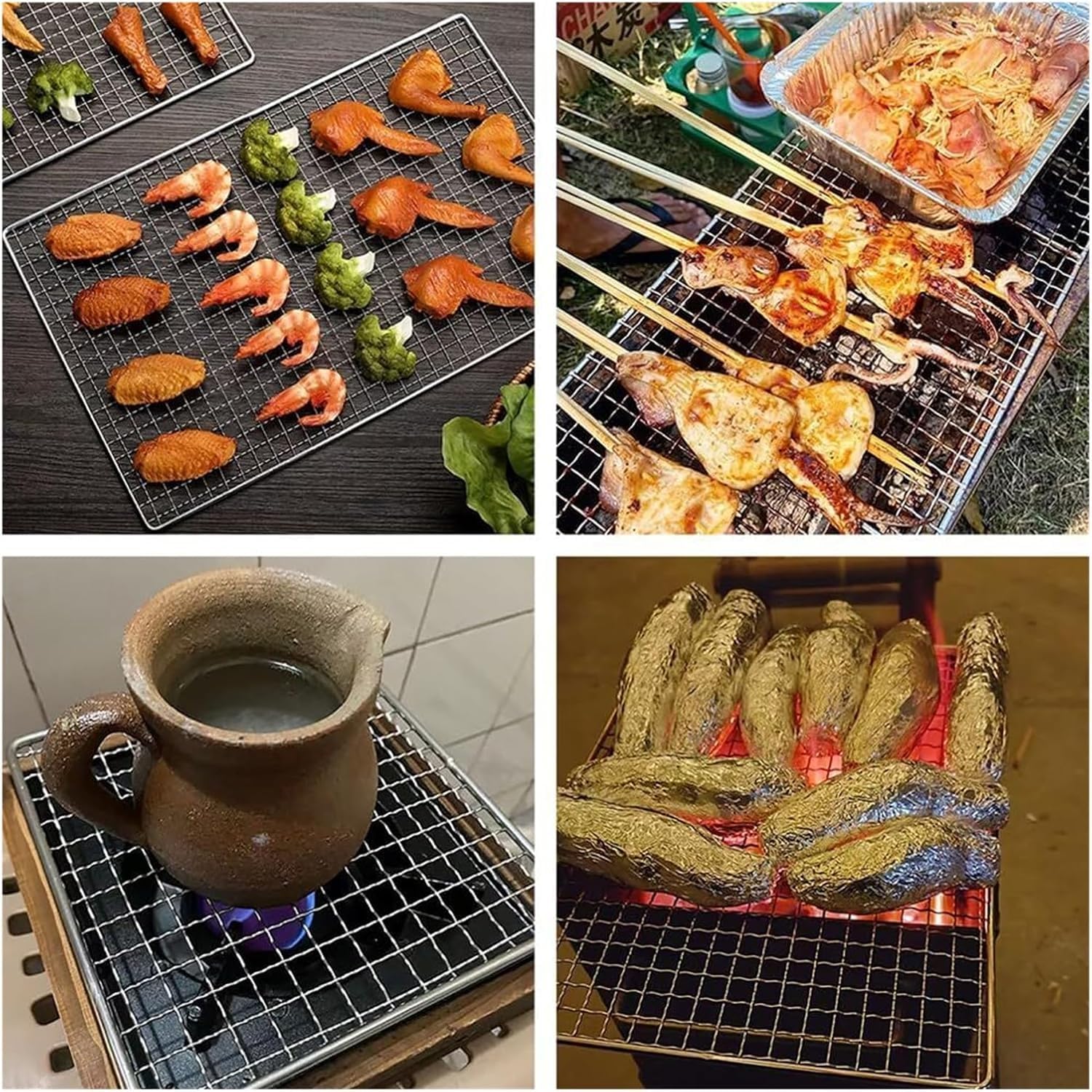 Ponadwymiarowy ruszt do grillowania ze stali nierdzewnej – wielofunkcyjny okrągły ruszt do grillowania do gotowania na świeżym powietrzu kempingu i ogniska – idealny do steków żeberkowych i nie tylko