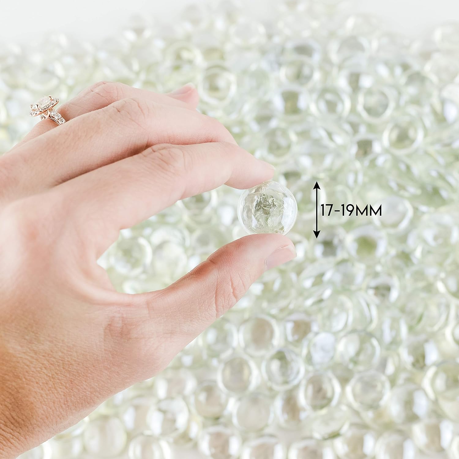 Galashield Glass Flat Clear Marbles Glass Pebbles Gems for Vase Fillers Stones Rocks (5 lbs Bag / 500-600 Stones)