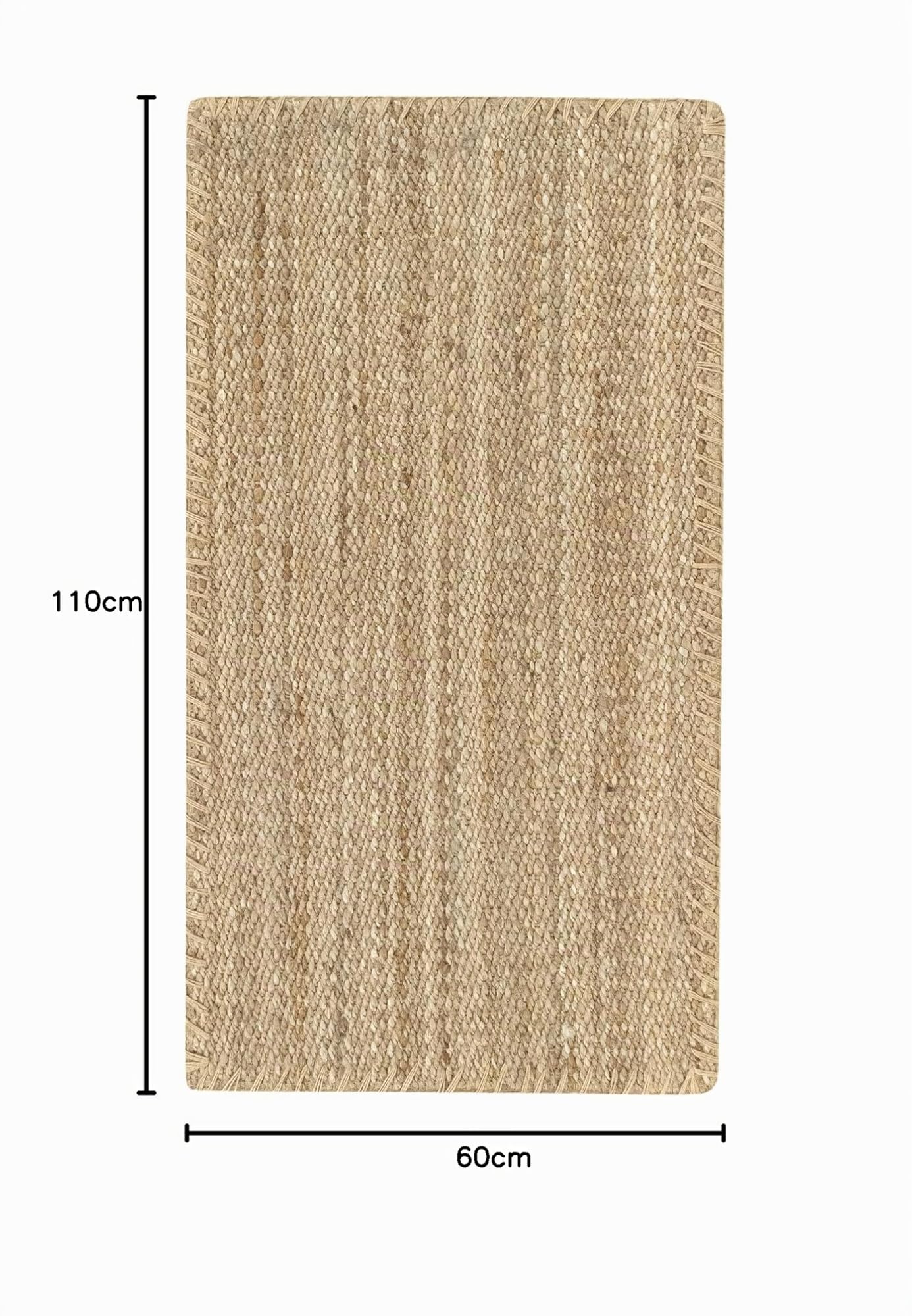 HAMID - Alfombra de Yute Granada 100% Fibra de Yute Natural, Alfombra Suave, Tejida a Mano, Alfombra de Salón, Comedor, Dormitorio, Pasillos, Entrada, Color Natural (110x60cm)