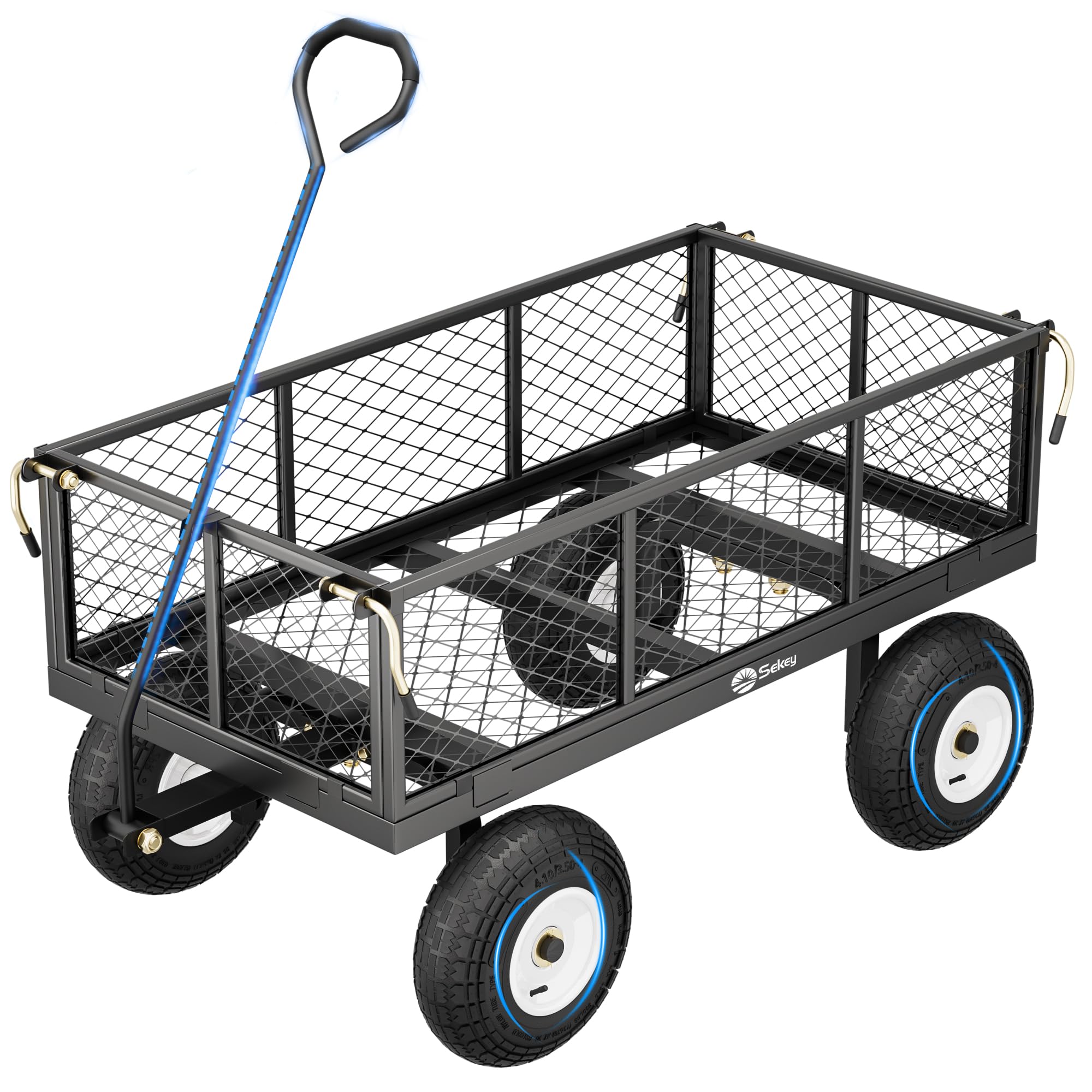 Sekey Bollerwagen – Titan Gartenwagen 300 KG Tragkraft, 3-in-1 Bollerwagen mit Gummi-Luftreifen