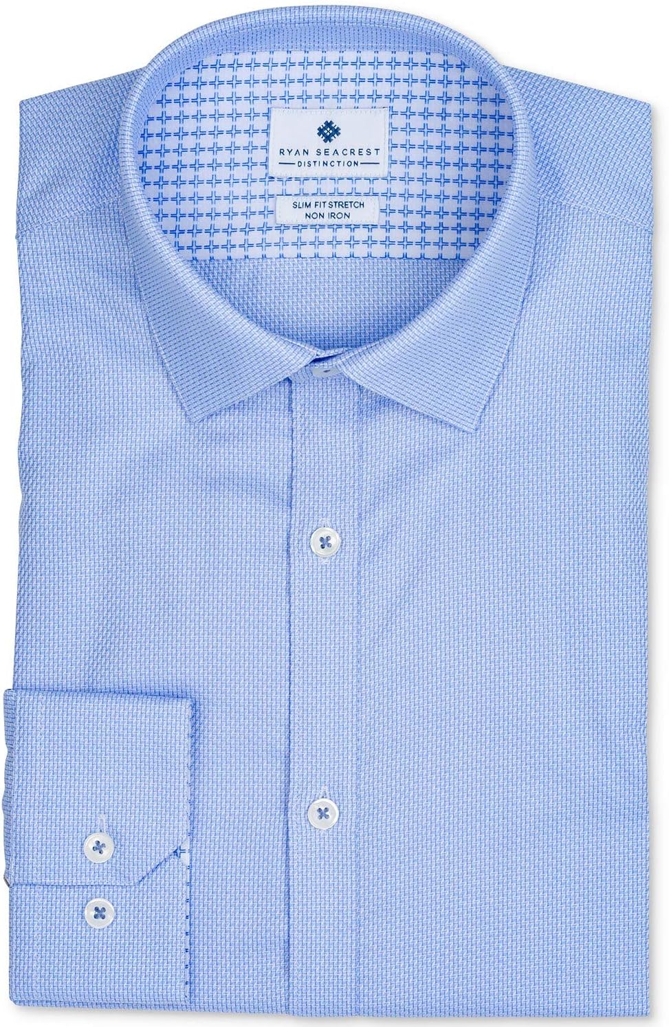 Ryan Seacrest Distinction Men's Ultimate Slim Fit Non Iron Stretch Dress  Shirt, Light blue dobby, 15 34/35 : Amazon.sg: Fashion