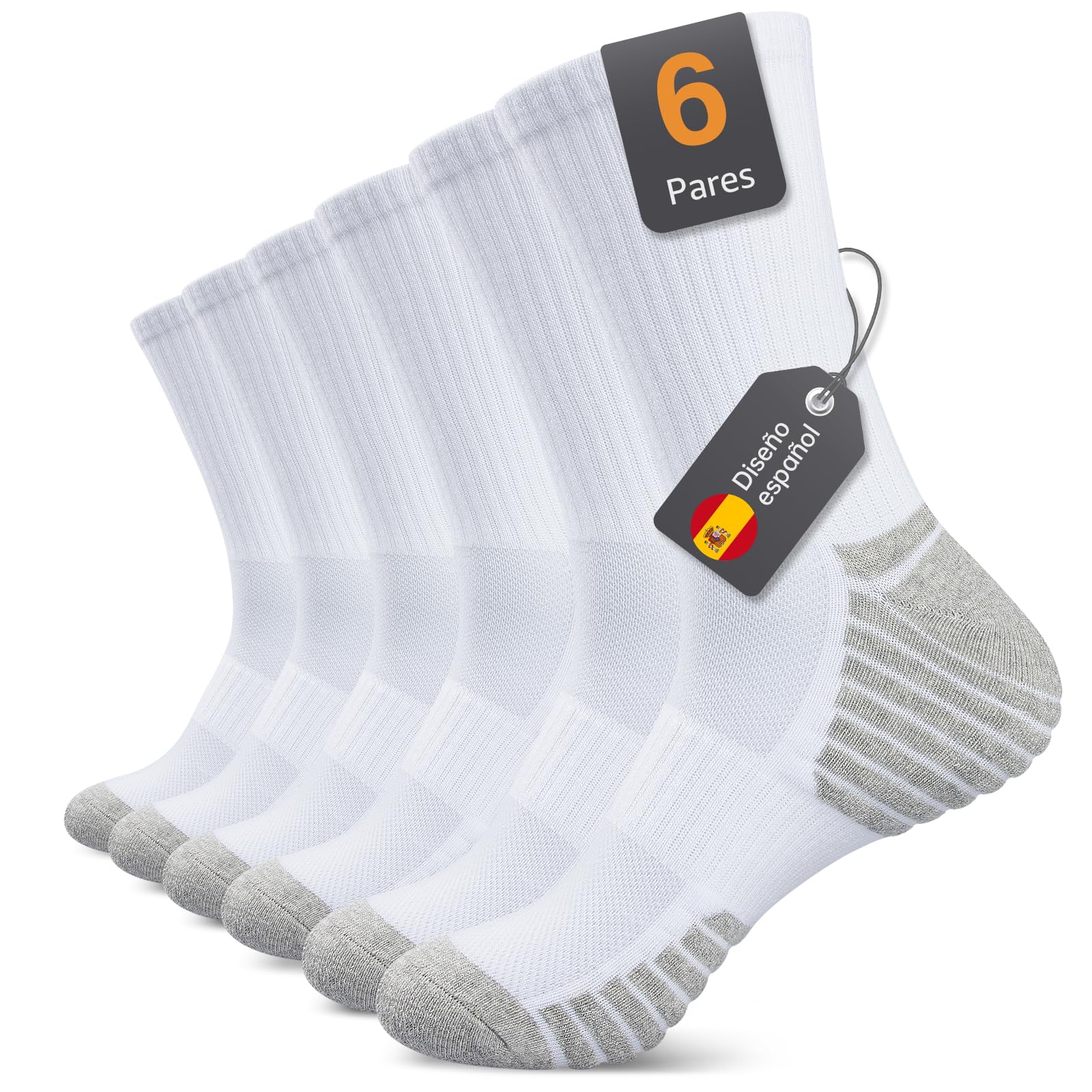 Alaplus Calcetines Hombre Mujer Altos Algodon, Paquete de 5 Calcetines Deportivos Antiampollas para Running, Ciclismo, Senderismo, Futbol, Padel, Colorido & Negros, Unisex, 35-38 39-42 43-46 47-50