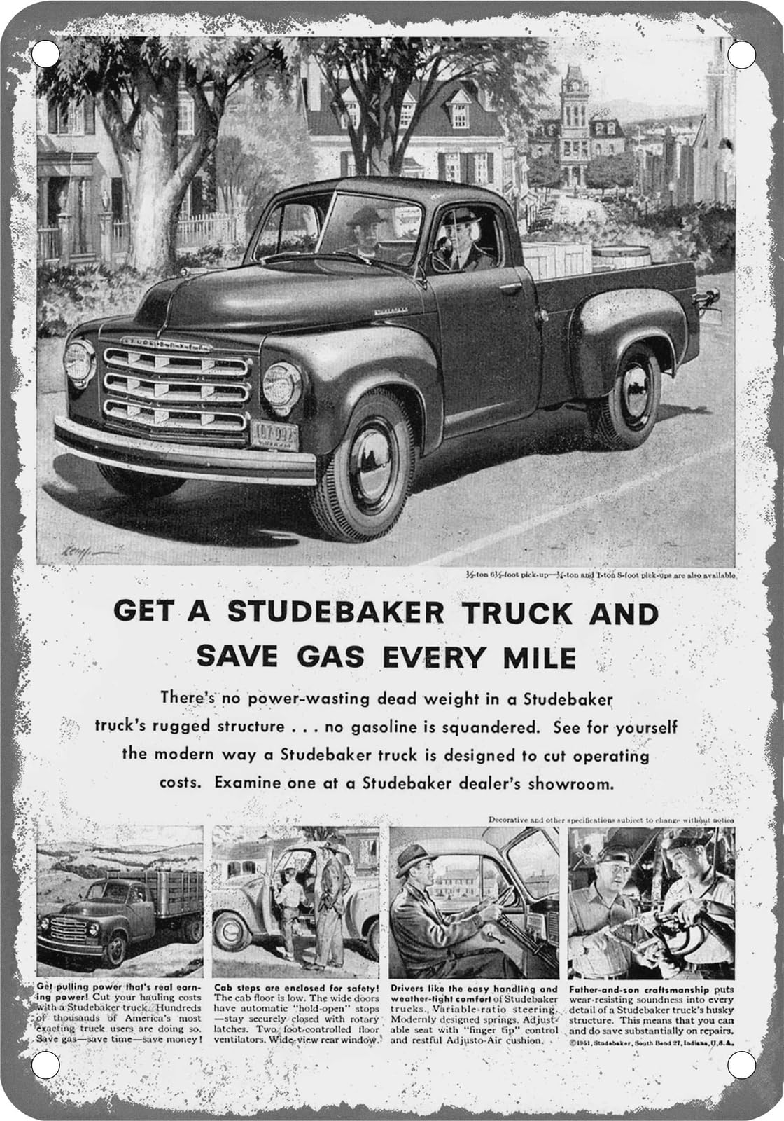 Miaomansenstore Metal Sign - 1951 Studebaker Truck Vintage Ad 07 - Old Retro Rusty Look Home Decor