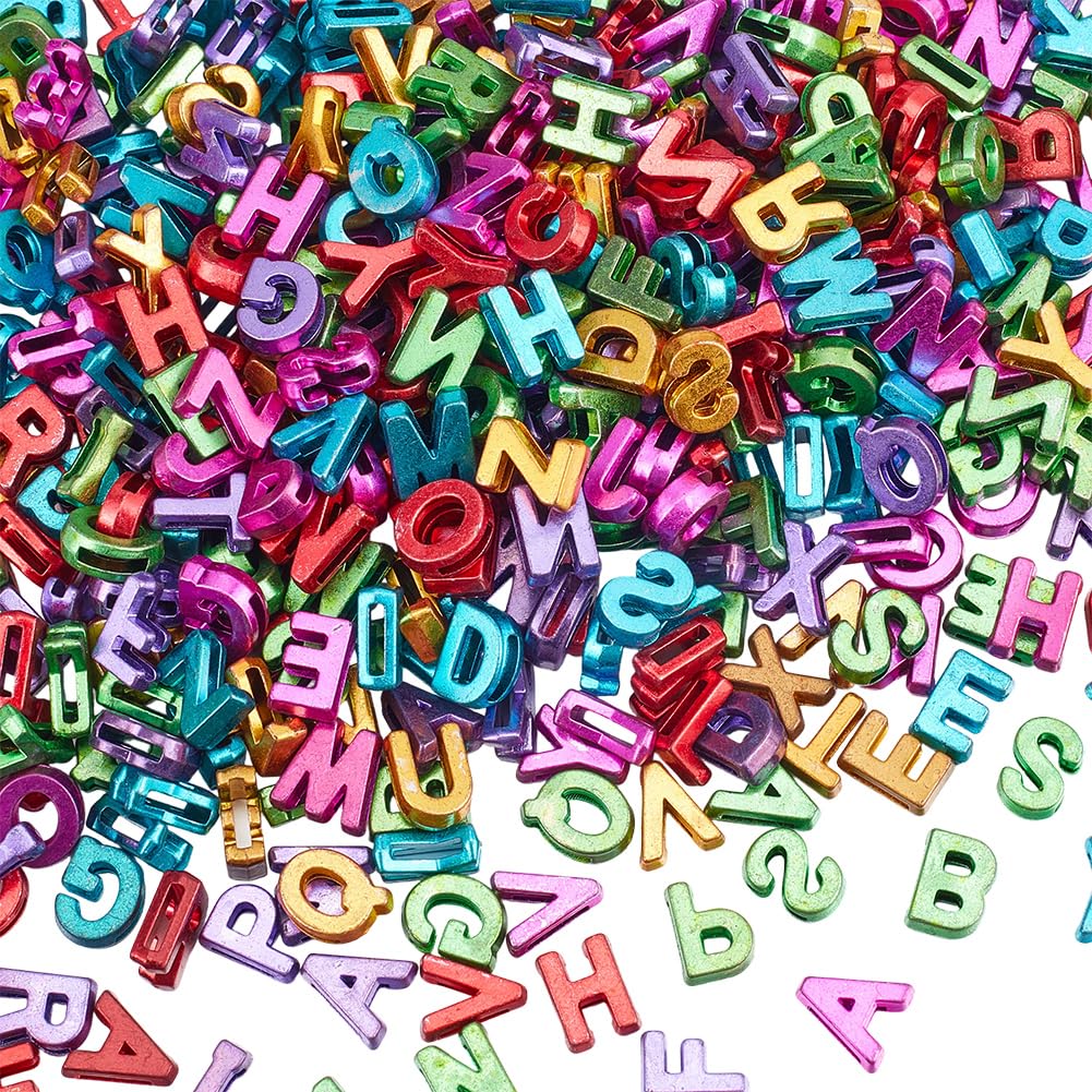 SUNNYCLUE 1 Box About 400Pcs Acrylic Alphabet Beads Colorful Letter Beads Bulk Macaroon A-Z Random Candy 3D Loose Opaque Initial Spacers for Jewellery Making Supplies Diy Crafts Bracelet Necklace