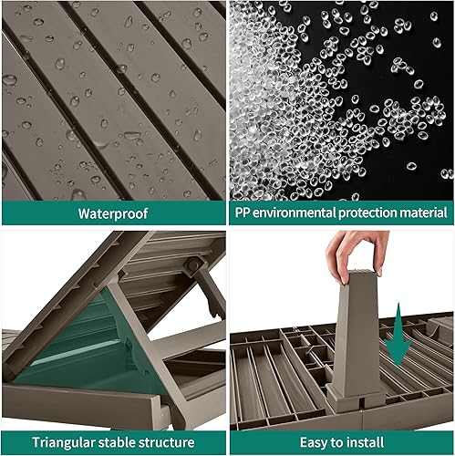 Vista 37 de YITAHOME Tumbonas para exteriores con respaldo ajustable, tumbonas multifuncionales para patio, fáciles de montar y ligeras, tumbonas impermeables