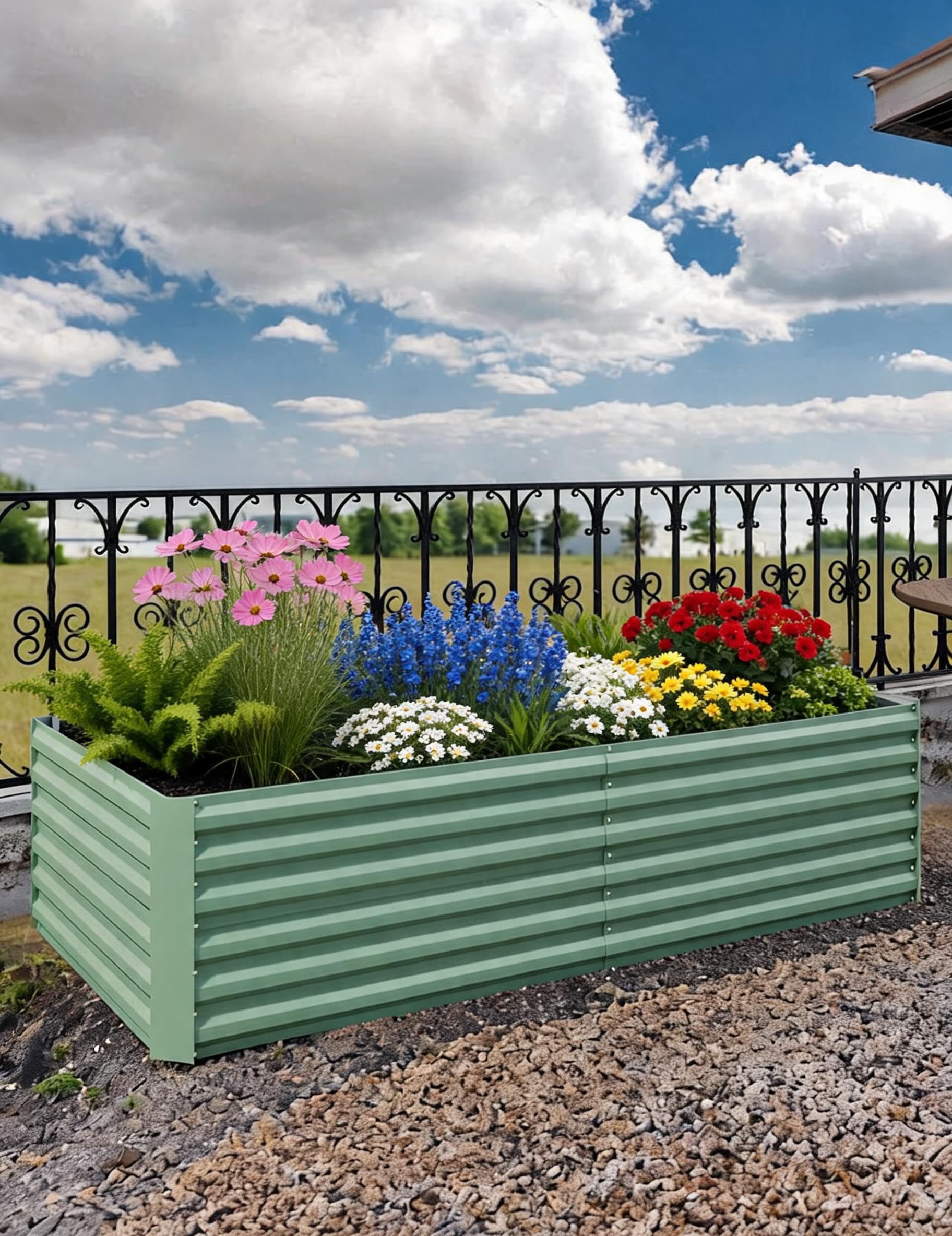 Cachpib Raised Beds for Garden, Set of 2 Galvanised Garden Planters Box Outdoor, Bottomless Metal Raised Garden Bed for Growing Vegetables, Flowers and Herbs, 240x120x60cm