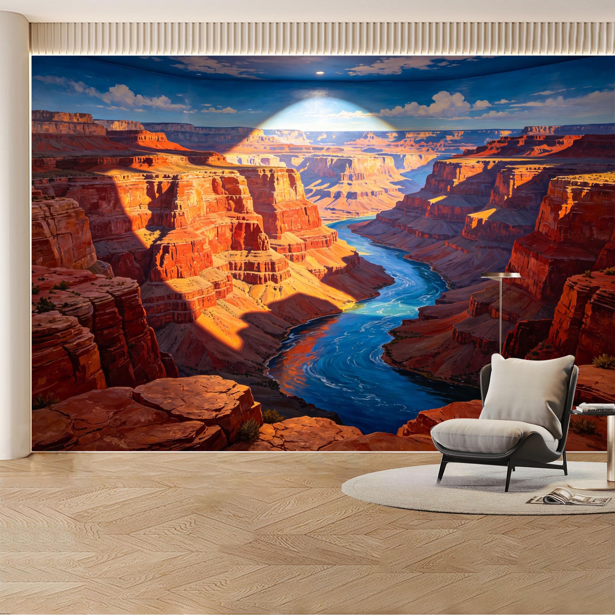 Kayorowalls Bh20260620063 Custom Wall Mural Wallpaper Canyon River Landscape Nature 3D Effect Wall Decor Large Wall Art Sunset Desert Style Removable Selfadhesive Large Photo For Living Room， Bedroom， Office