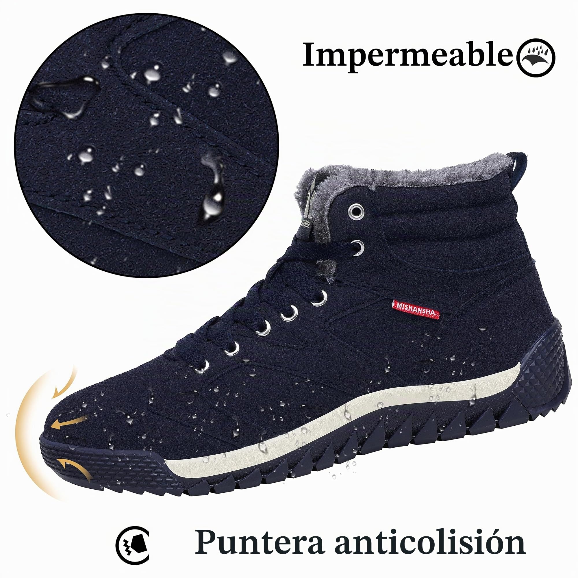 Mishansha Botas de Nieve para Hombre Mujer Cálido Antideslizante Zapatos de Invierno Tallas 36-48 EU
