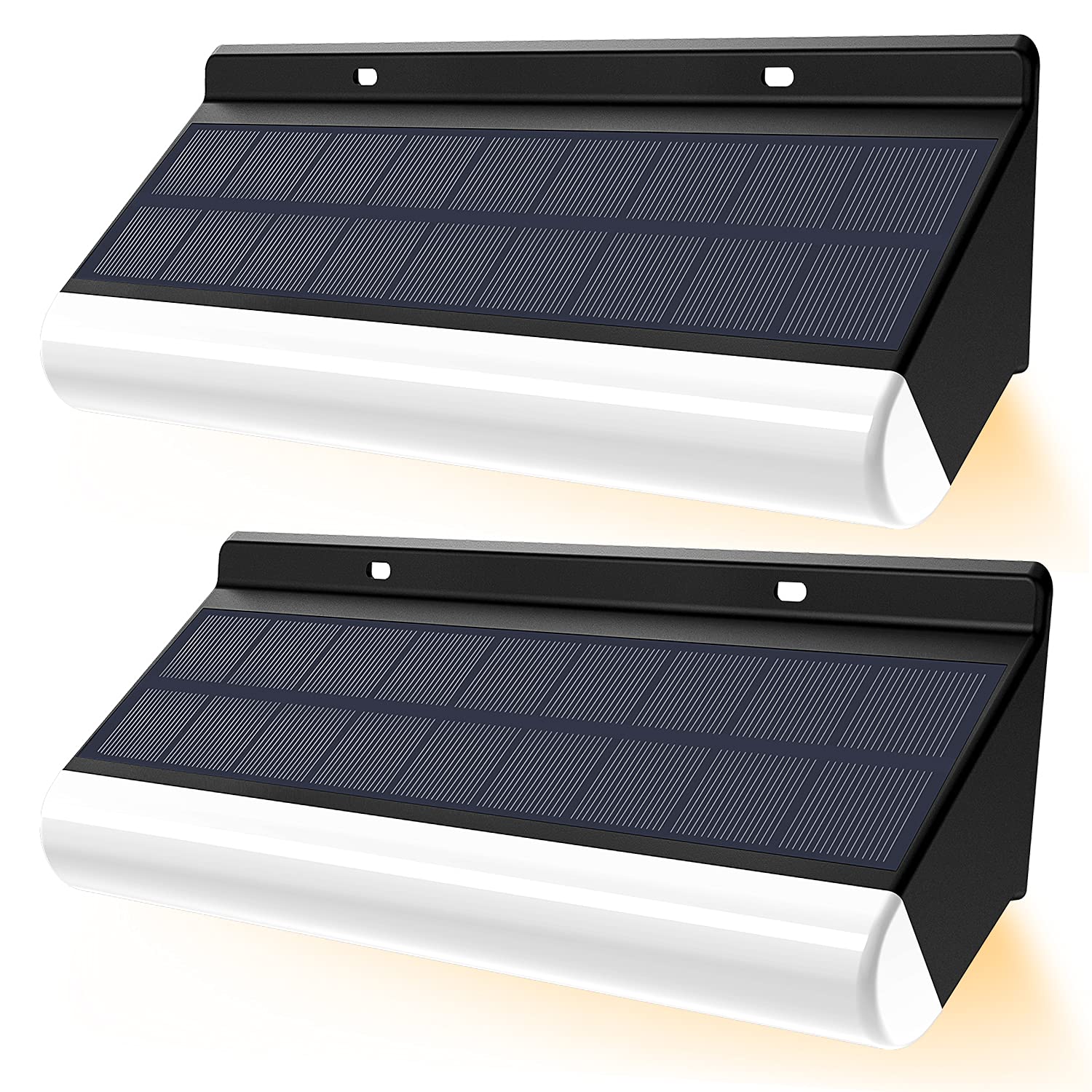 CLV Wireless Remote Control LED Wall Lights, 3000mAh Solar Powered Lights Outdoor, IP67 Waterproof Solar Wall Lights for Yard Patio Garden Pathway Decoration, 2 Lighting Effects, 2 pcs