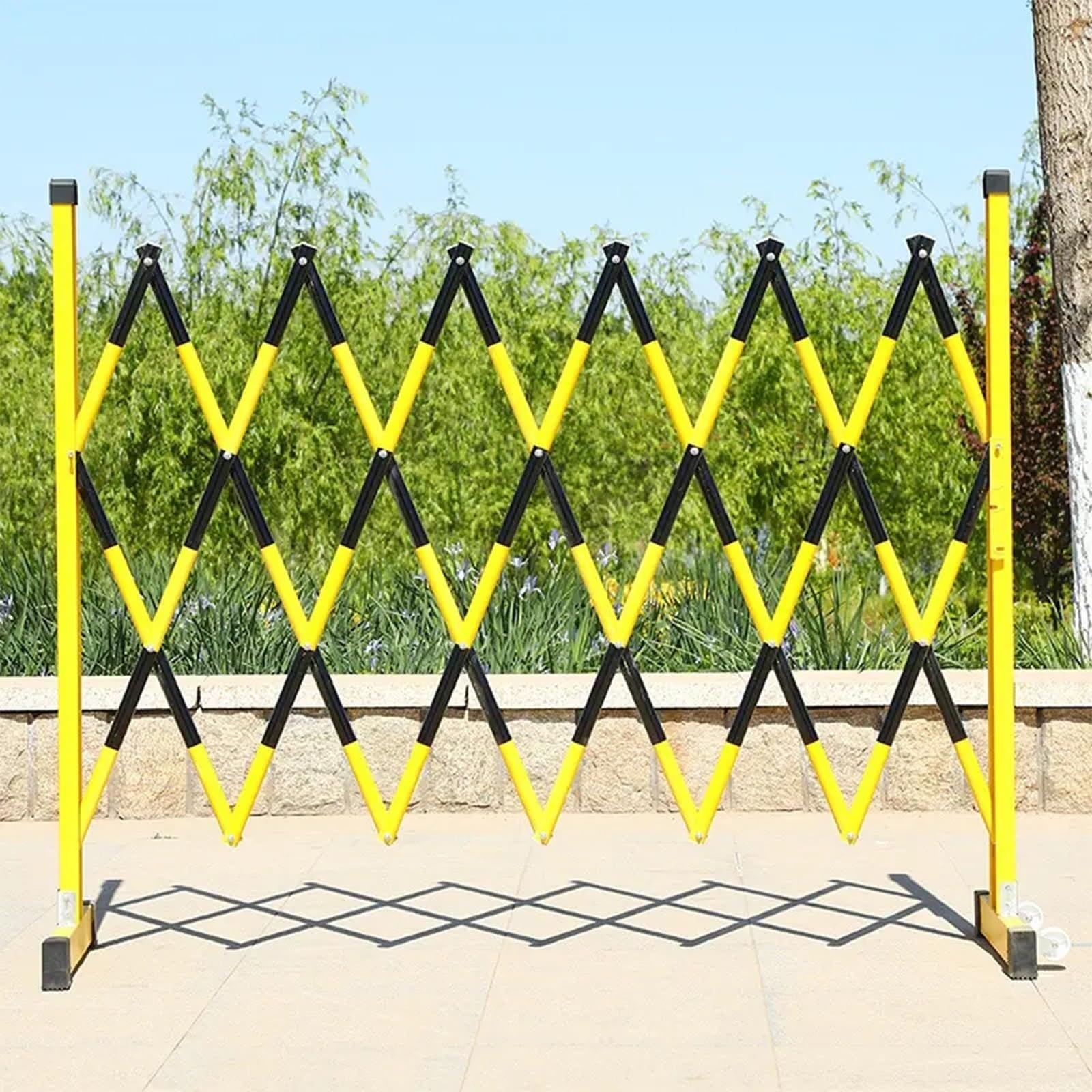 ASerZenith Expandable Mobile Barrier Traffic Fence, Industrial Expandable Barricade Mobile Safety Barrier Gate Adjustable Retractable Barricade Fence With Wheels,Noir-120X300Cm
