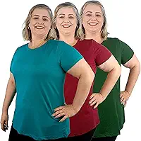Kit 3 Camisetas T-shirt Femininas Plus Size Básicas Viscolycra