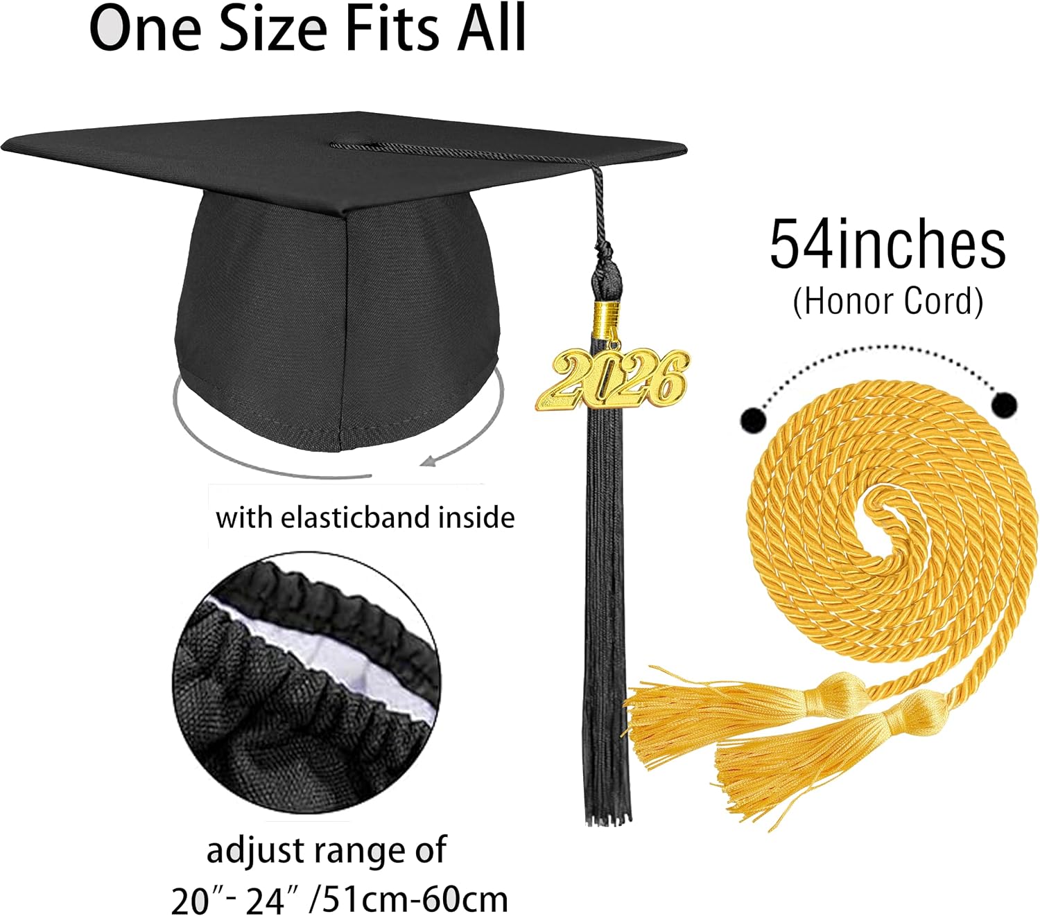 Matte Graduation Cap and Gown 2026+2027 Tassel Set with Honor Cord Graduation Stoles for High School College Bachelor image 4