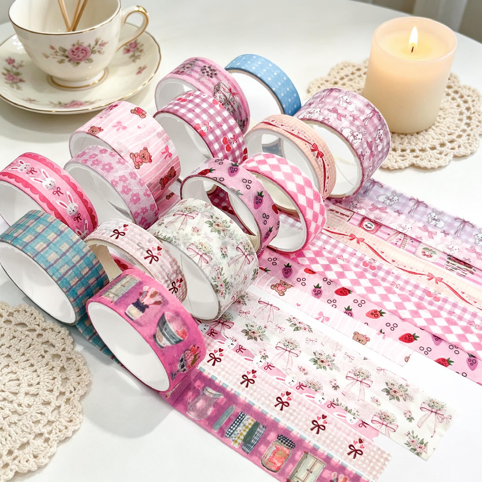 Bomichi Washi Tape Set - 42 Rolls Pink Bows -7