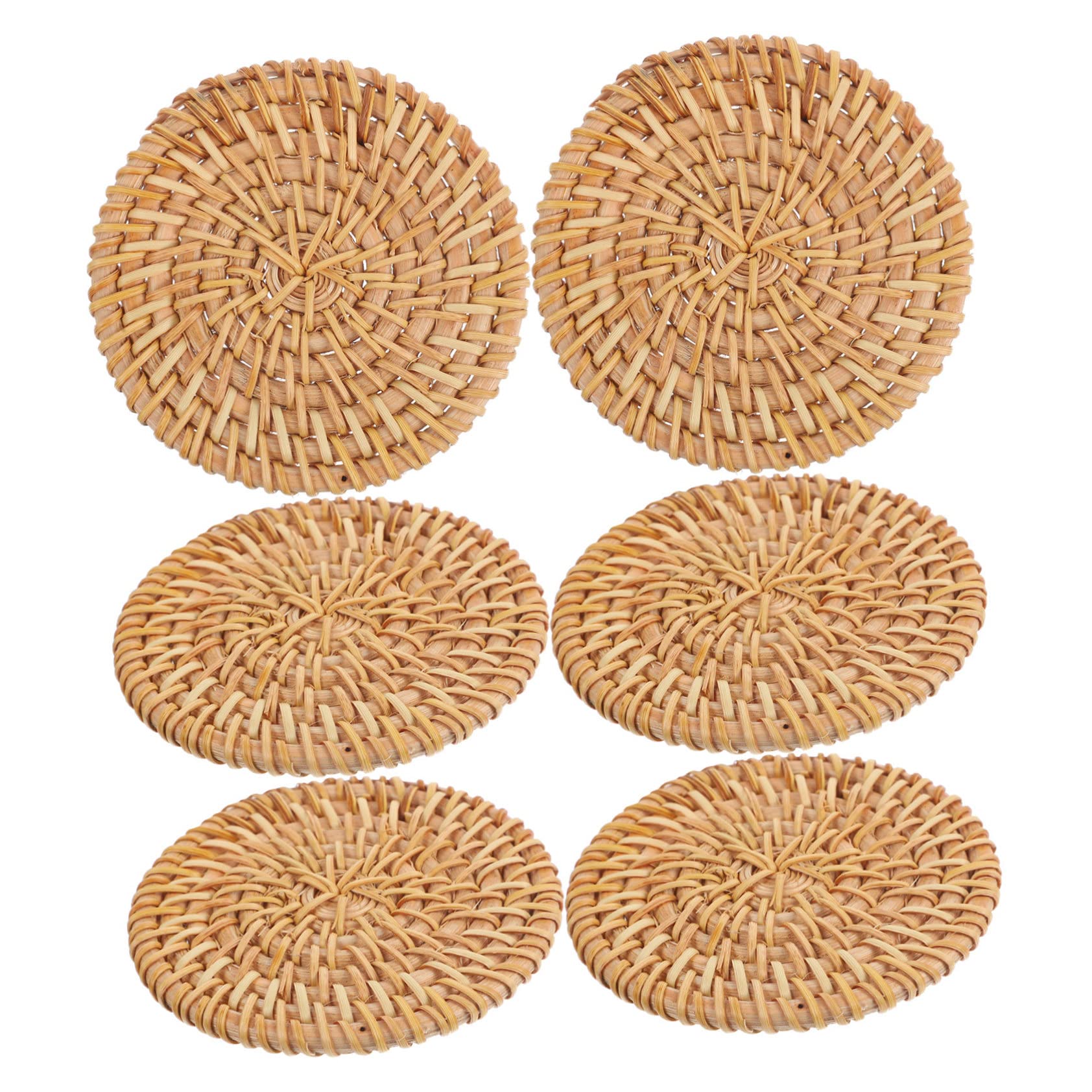 HOLIDYOYO 6pcs Woven Rattan Insulated Hot Pads for Tables Mats for Pots and Bowls for Weddings Parties and Home Decor
