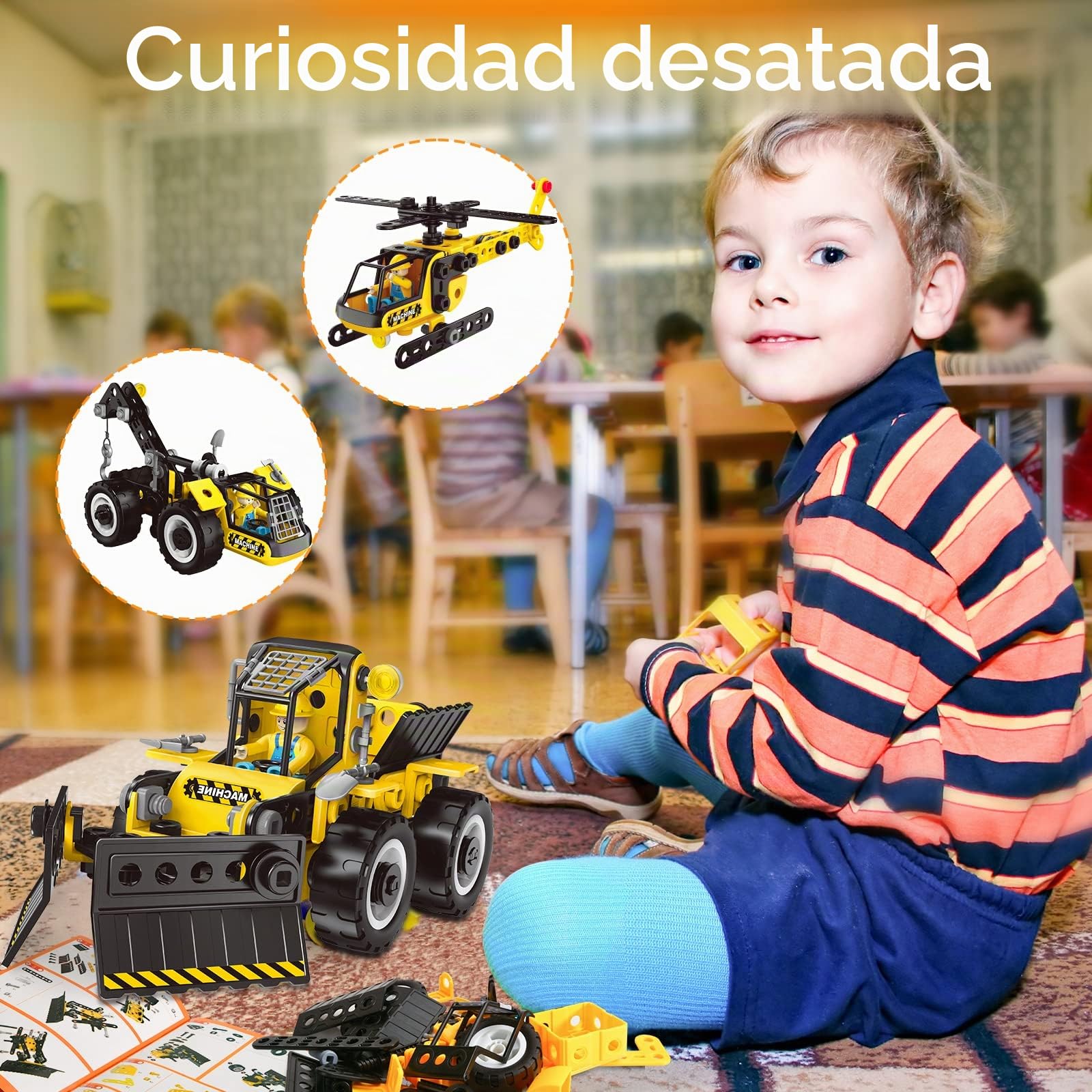 HOMETTER Juguete de construcción para niños de 5, 6, 7, 8+ años, regalo, 6 en 1 juguete de ingeniería, juguete educativo STEM, kit de construcción educativa