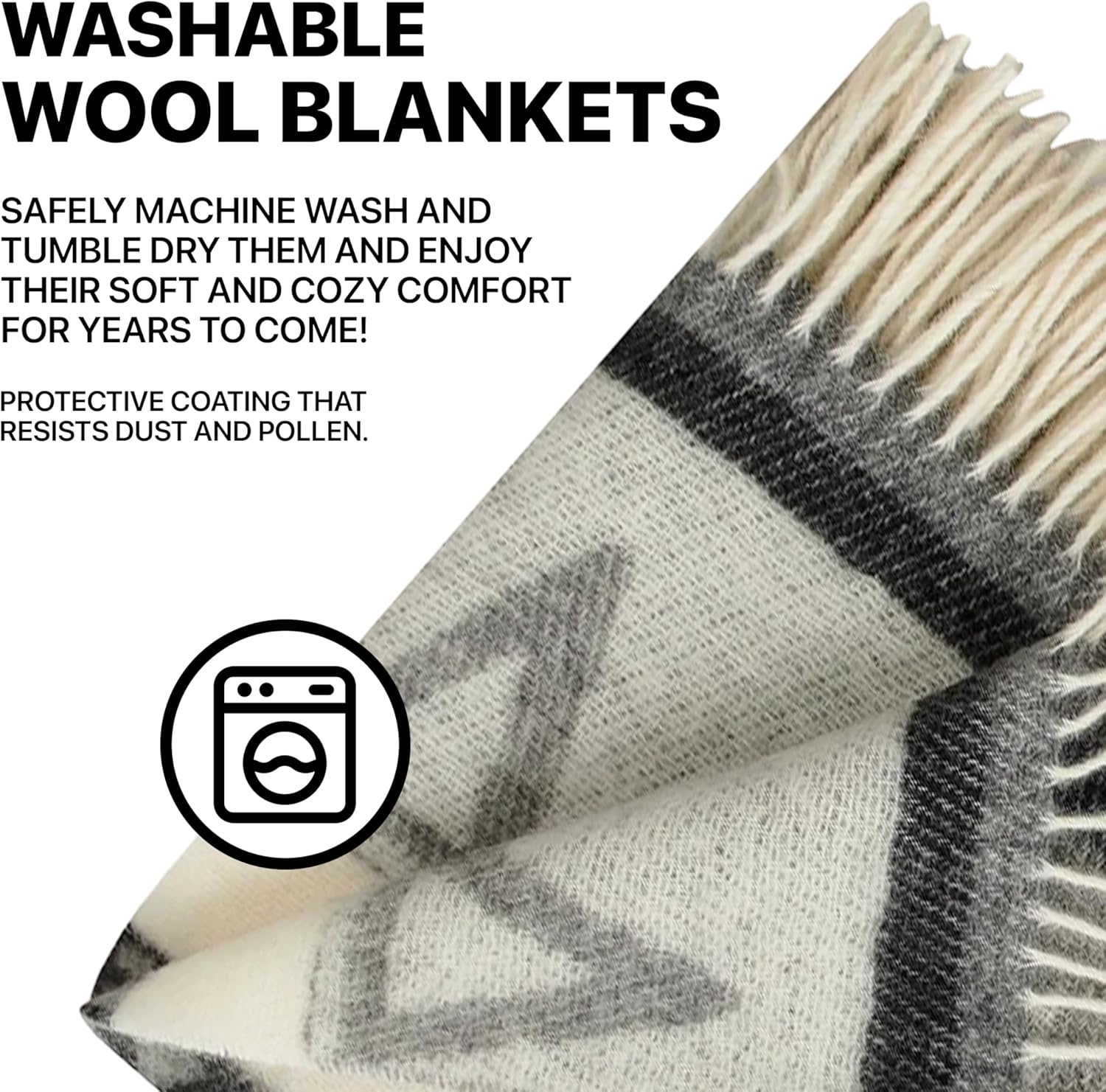 Wool Blanket | 100% Wool from New Zealand | Perfect as a Throw Blanket / Sofa Blanket | Virgin Wool Blanket with Fringes in Stripes Designs (140 x 200 cm)