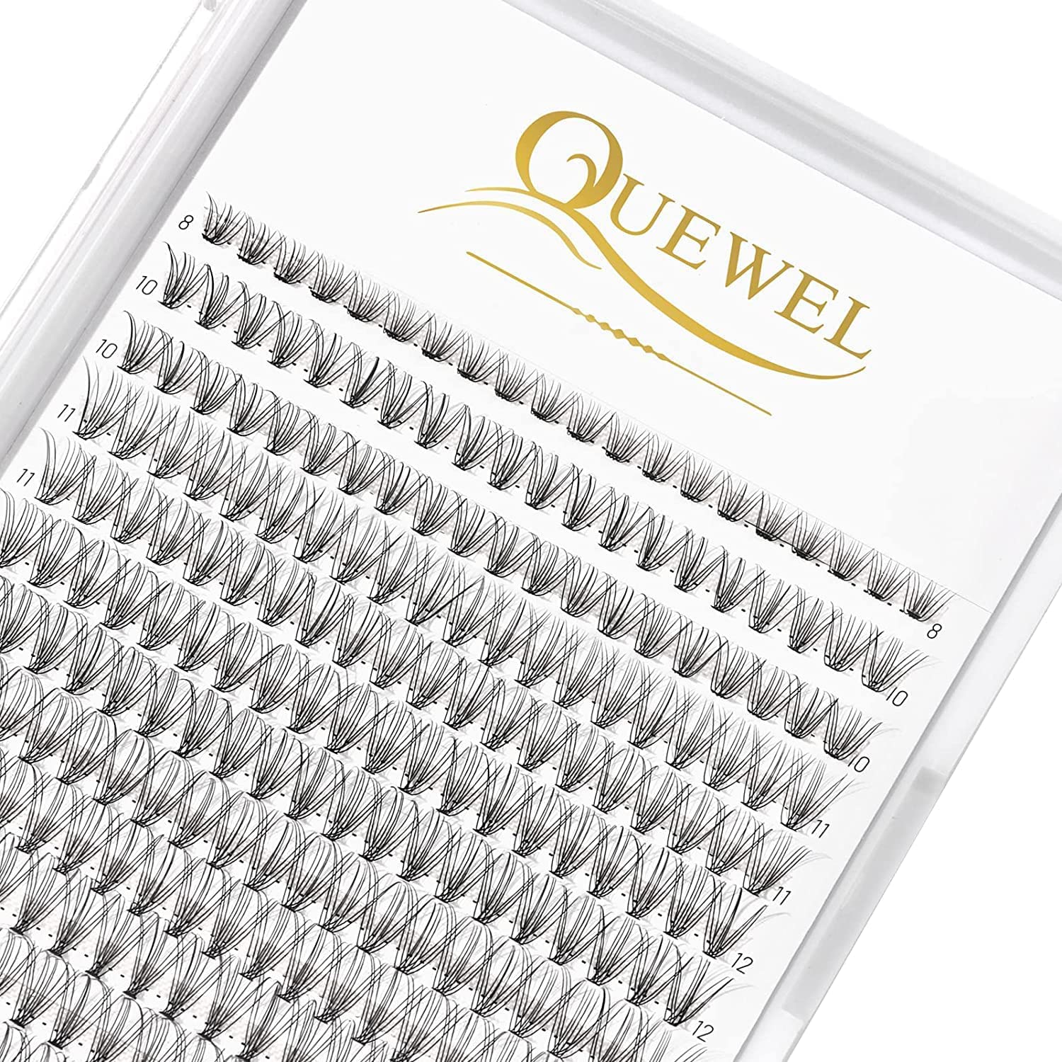 QUEWEL Lash Clusters 240Pcs Cluster Lashes 10D 0.10D Curl Mix8-14mm Individual Lashes Soft&Comfortable DIY Eyelash Extension at Home(10D 0.10D MIX8-14
