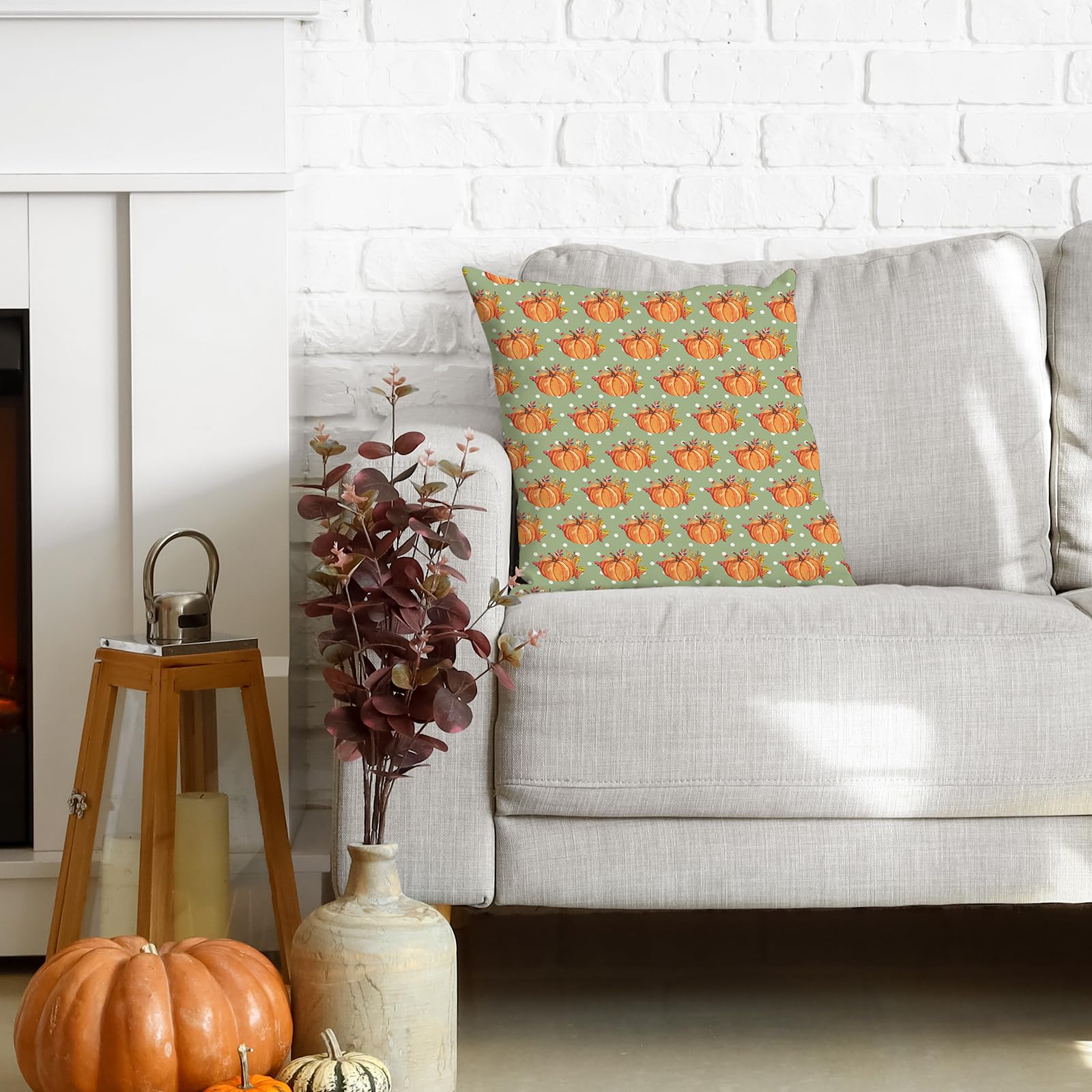 Whaline 10 fasci di tessuto di cotone autunnale con foglie di camion di zucca, foglie verdi arancioni autunnali per il Ringraziamento, trapuntatura, patchwork, per fai da te, cucito, artigianato