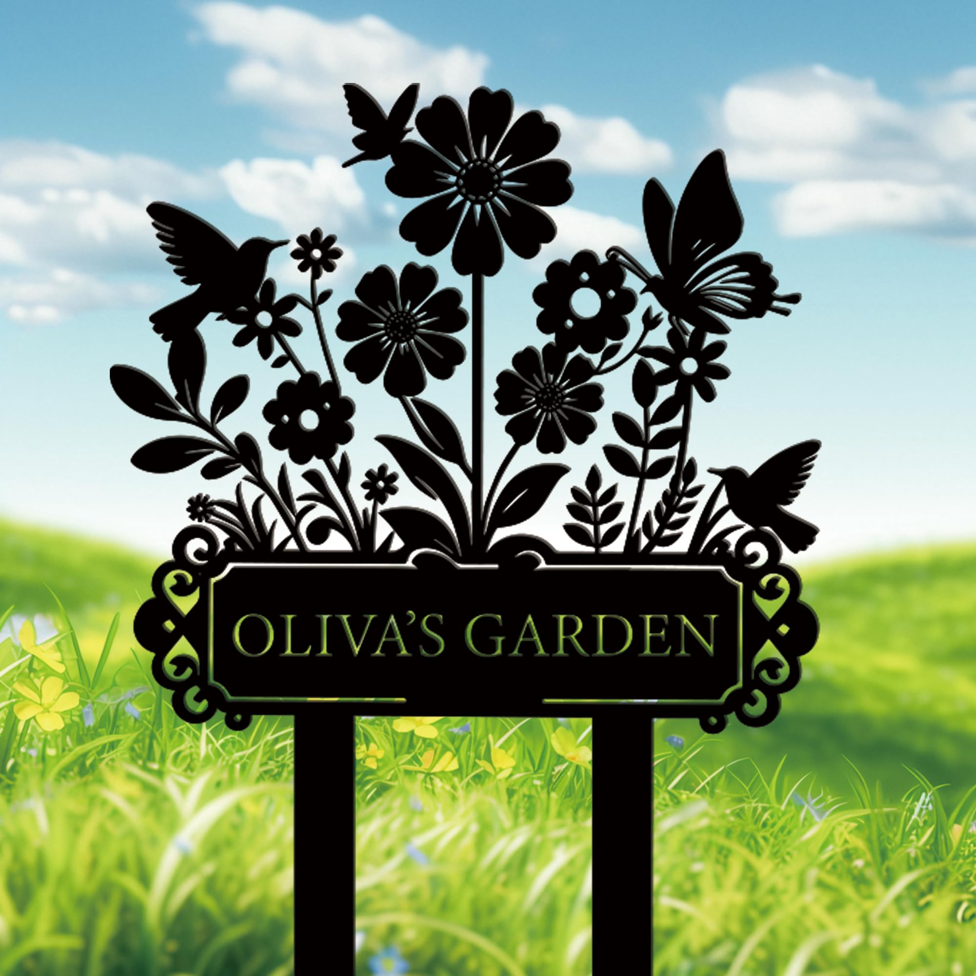 Personalised Street Sign with Stake, Custom Metal Signs Outdoor Personalised, House Number Sign, House Address Numbers for Lawn, Housewarming Gift (4)