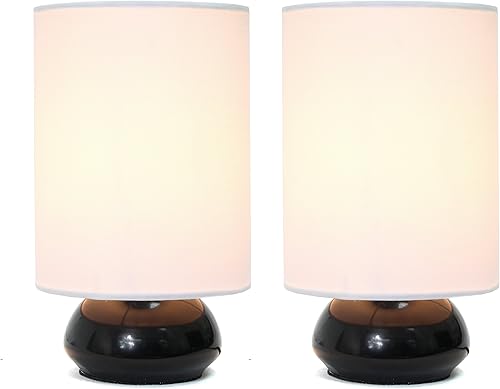 Miniatura 4 de Empaque de 2 minilámparas táctiles Simple Designs Home LT2016 CRM 2PK con pantalla de tela, color crema, negro, LT2043-BLK-2PK, 40.00watts, 110 volts