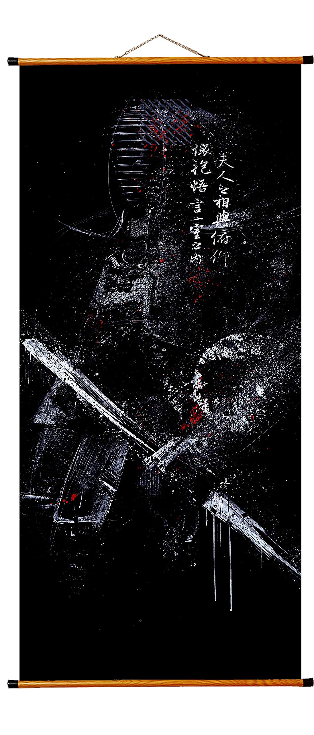 Dessin guerrier kendo grande toile decoration murale dojo et salon zen