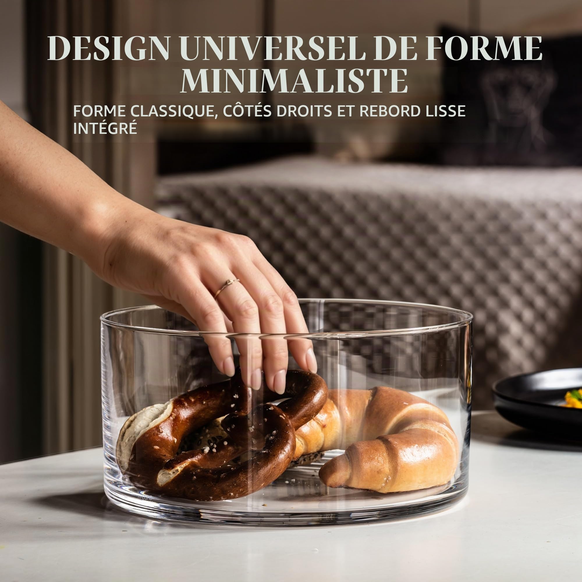 KROSNO Saladier en Verre, 24 cm, Fait à la main, Collection Glamour