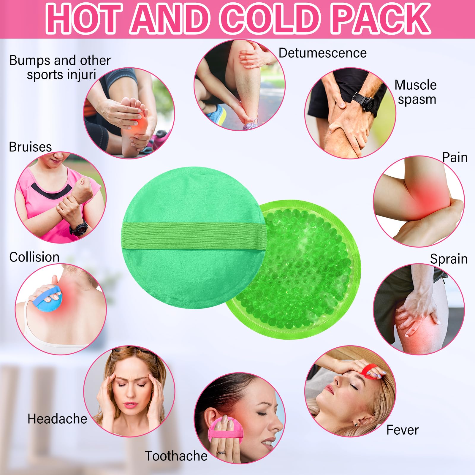 TrelaCo 36 szt. małych opakowań na lód na kontuzje wielokrotnego użytku Boo Boo Kids Ice Pack Hot and Cold Gel Bead Ice Pack Cold Compress Mini okrągłe opakowania na lód dla łagodzenia bólu twarzy