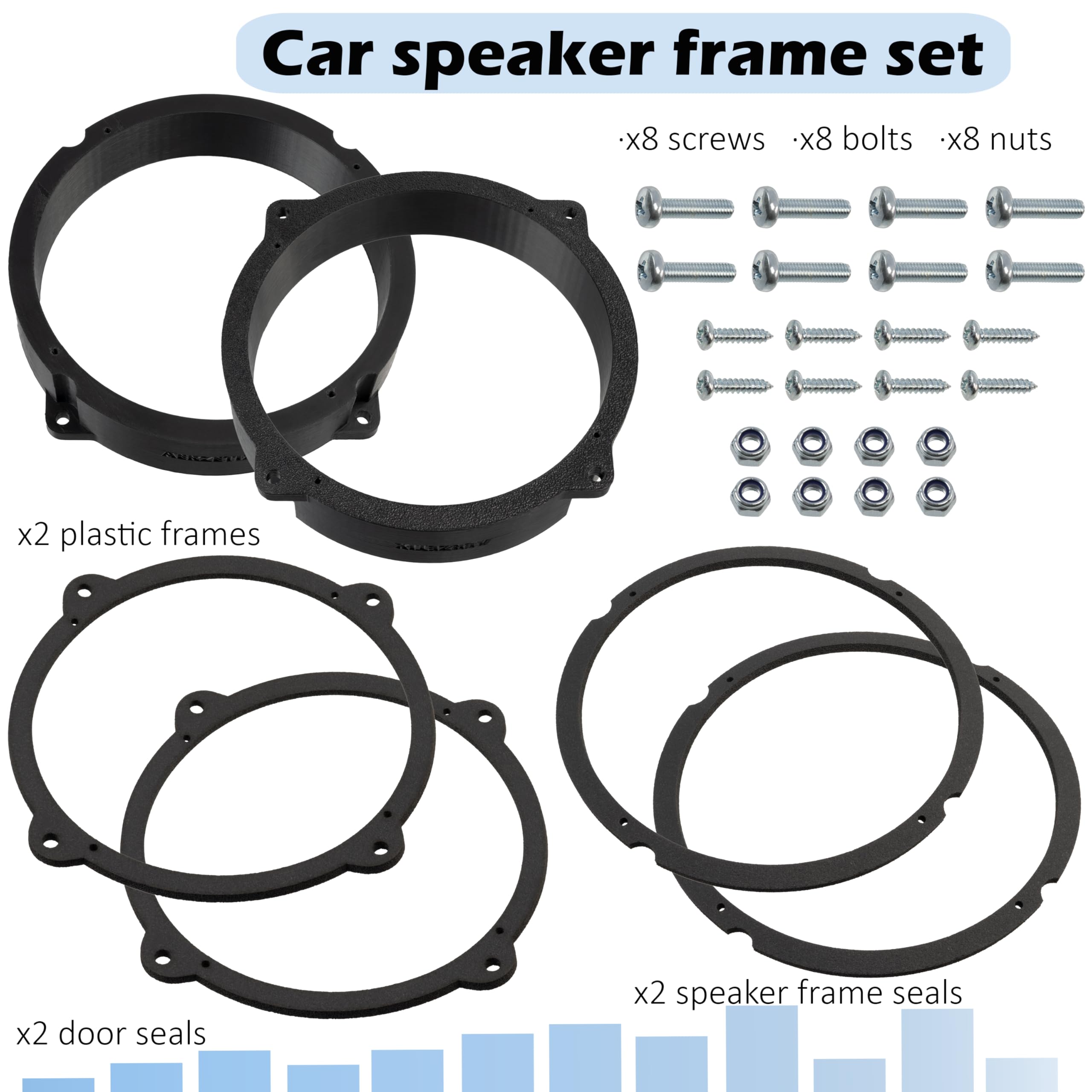 AERZETIX | Juego de 2 adaptadores para Altavoces Ø165 mm en plástico ABS | Compatible con Alfa Romeo Brera, 147/159 939, Fiat Idea, Lancia Ypsilon 843, Hyundai i30 GD/GDH