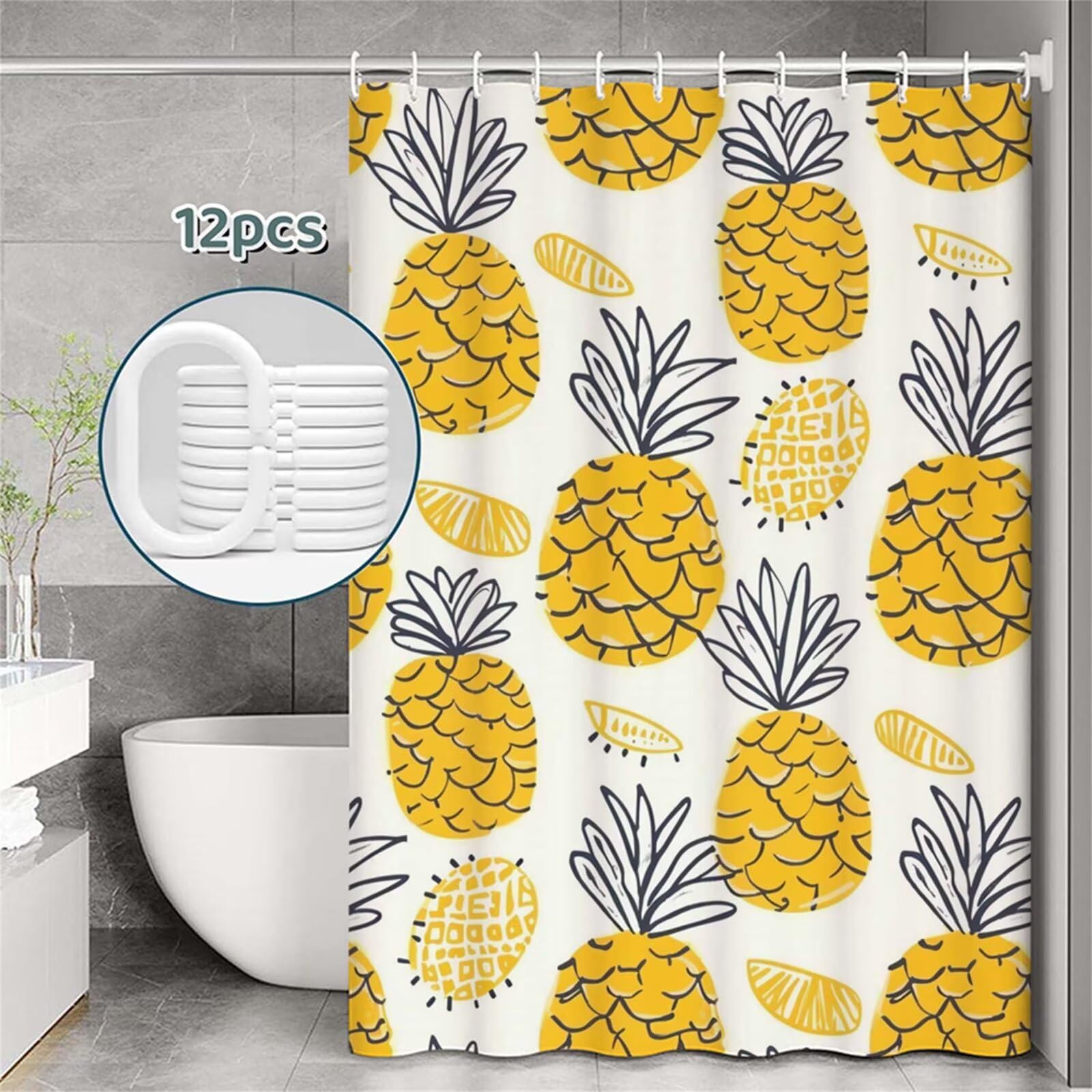 Tenda Doccia in Poliestere arancia,Tende per Doccia Extra Lunga 240x200cm,frutta Tenda Vasca da Bagno Tessuto Lavabile,Impermeabile e Facile da Pulire,con 12 Ganci,Decorazione per Bagno,Hotel Z-450