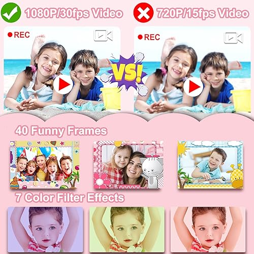 Miniatura 6 de PROGRACE Cámara para niños y niños cámara de video digital impermeable cámara submarina HD para niños videocámara 1080P cámara DV para niñas de Azul