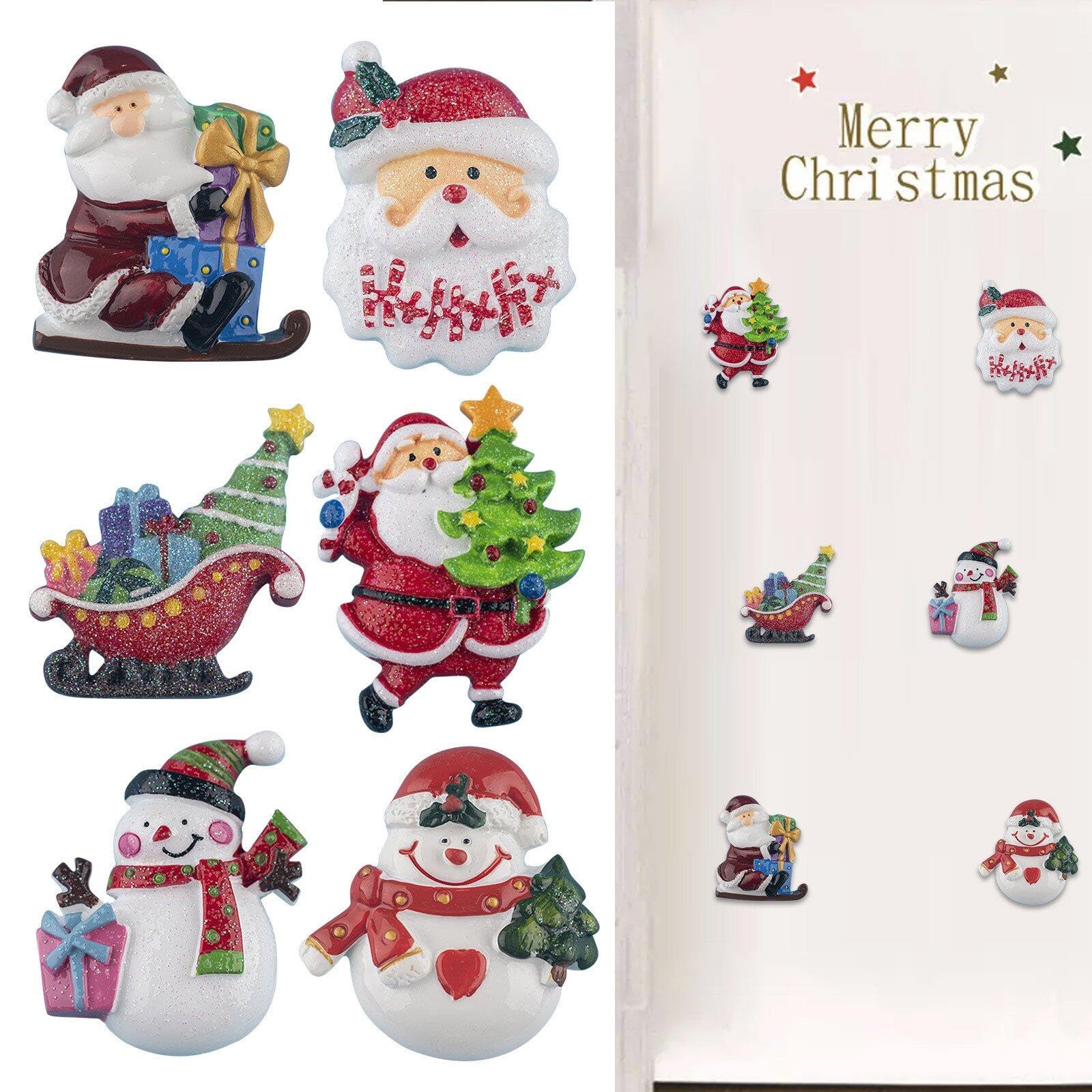 Hrippy As Shown Christmas Fridge Magnets, Funny Resin Fridge Magnets With Santa Claus Xmas Hats Pattern Xmas Fridge Ornaments Decor