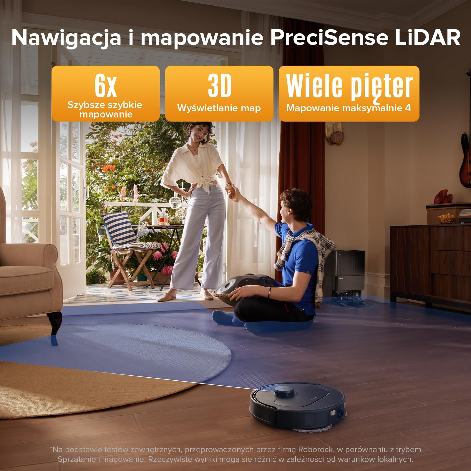 roborock QV 35A robot odkurzający, 8000Pa HyperForce, wielofunkcyjna stacja, mop obrotowy 200 obr./min i podnośnik 10 mm, zapobieganie splątaniu, unikanie przeszkód, mapowanie, aplikacja